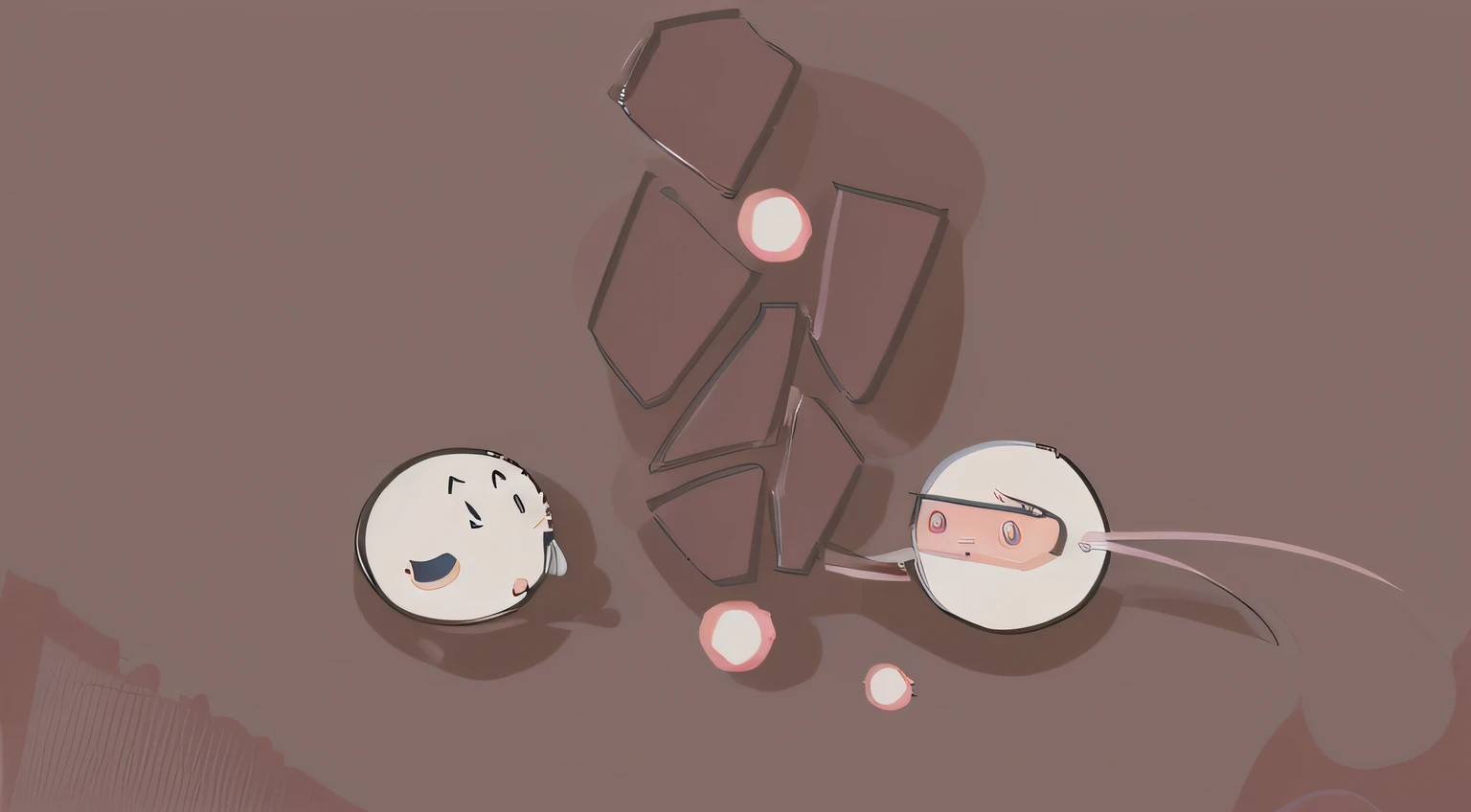 anime style of two rounded characters