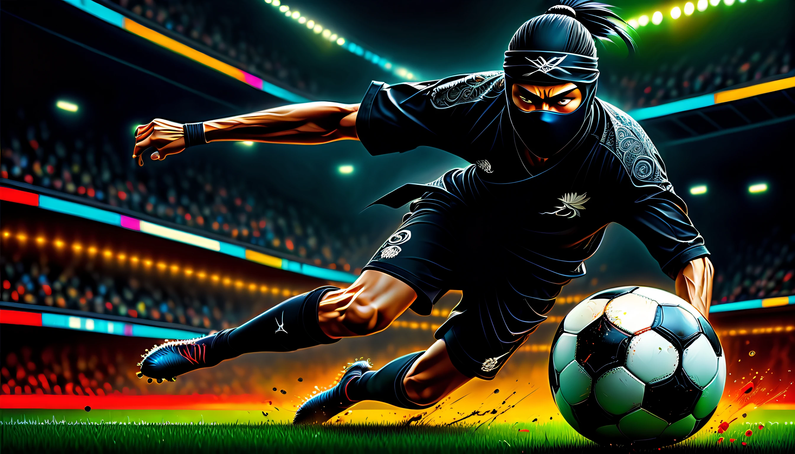(((dark fantasy style:1.3))), (((play soccer with ninja detail:1.3))), power wish, awe wish, (blending seamlessly into the irresistible allure background detail glow:1.3), sense of energy and vibrancy, (((stunning intricate detailed digital paint masterpiece:1.3))), intricate details and flawless quality, ultimate in quality and resolution, high contrast sophistication masterpiece, stunningly detailed paintwork, breathtaking beauty, (((amazed incredible realism:1.3))), realistic expertly crafted, intricate details and flawless quality, true work of art, ultimate in quality and resolution, high contrast sophistication masterpiece, (stunningly detailed paintwork:1.3), ((delicate intricate paint strokes:1.2)), ultra-realistic detail, (((depth and dimension to this masterpiece:1.3))), (((stunning extremely insane detail:1.3))), (((masterful brushstrokes:1.3))),