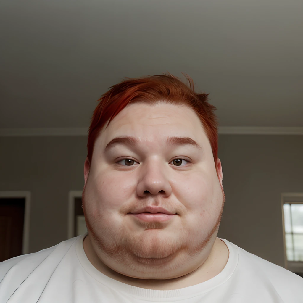 Fat man wirh fat face with red hair and looks like a hamster