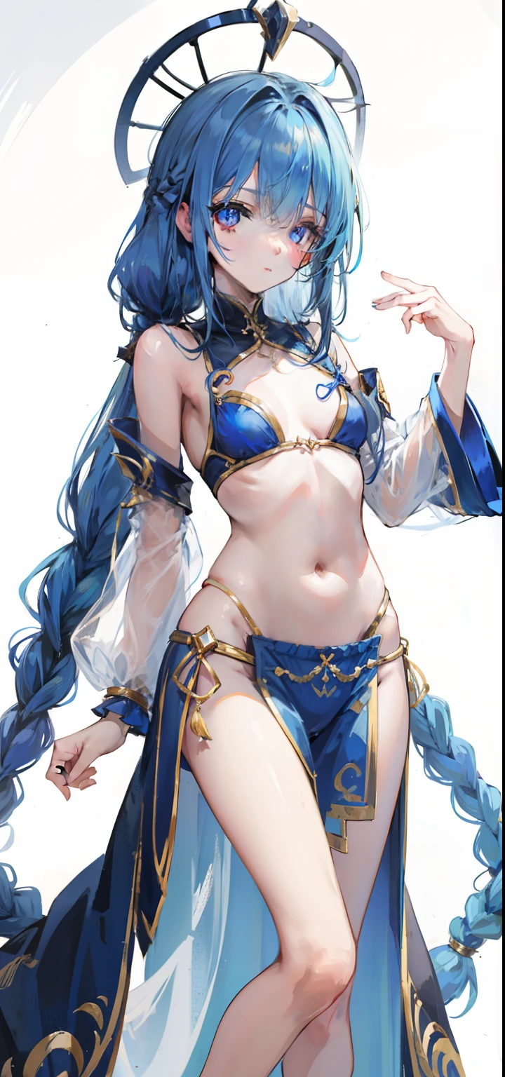 Long blue hair,Scorpion-tailed braids,Put on the clothes of the little dance of Douluo Continent,is a beautiful and sweet girl Koser