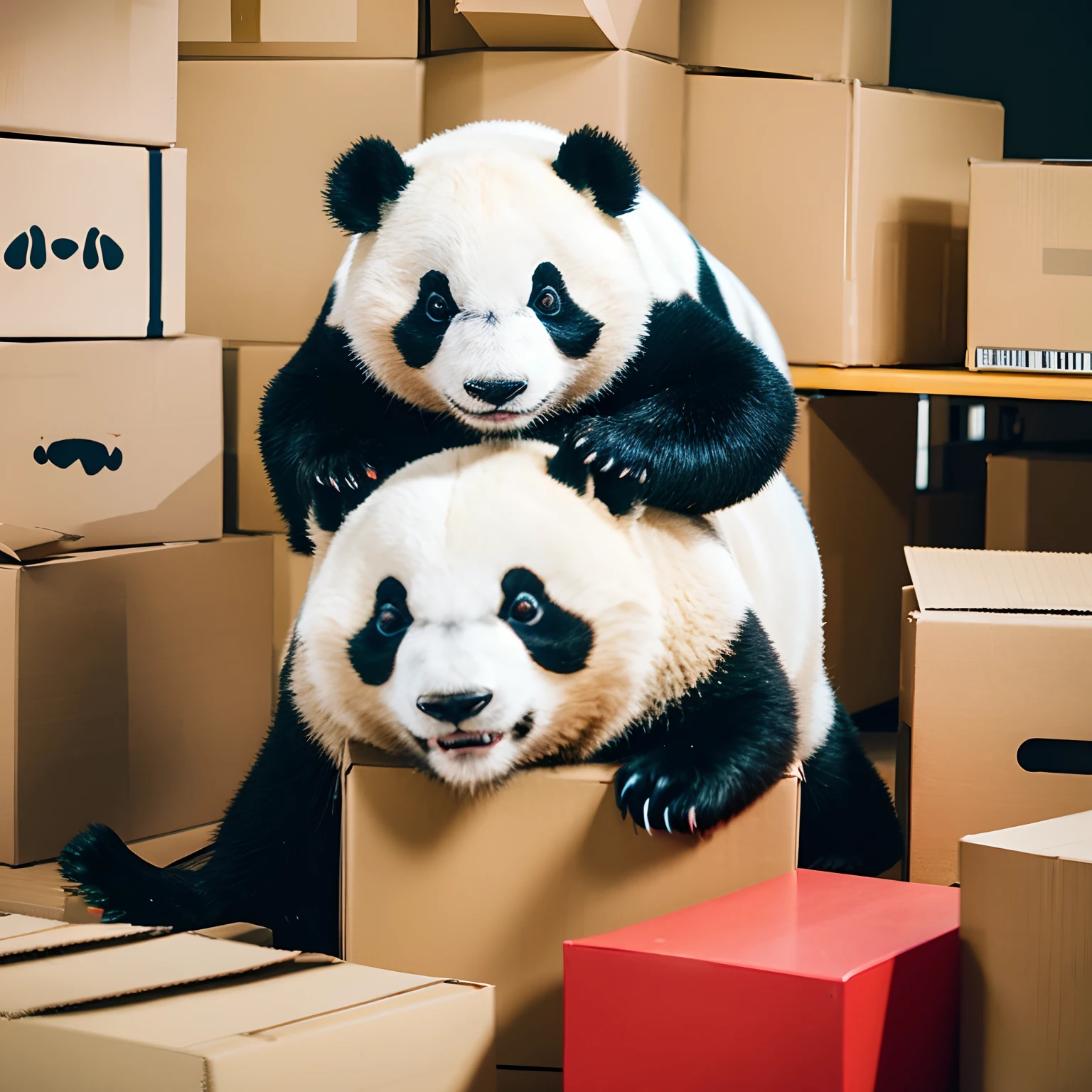 Panda Pushing Boxes