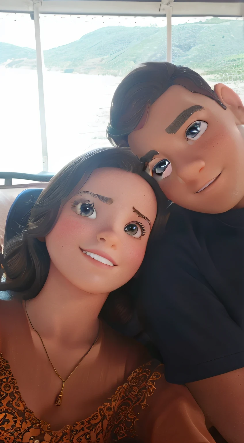 mulher branca e menino moreno em Estilo Disney pixar, alta qualidade, melhor qualidade