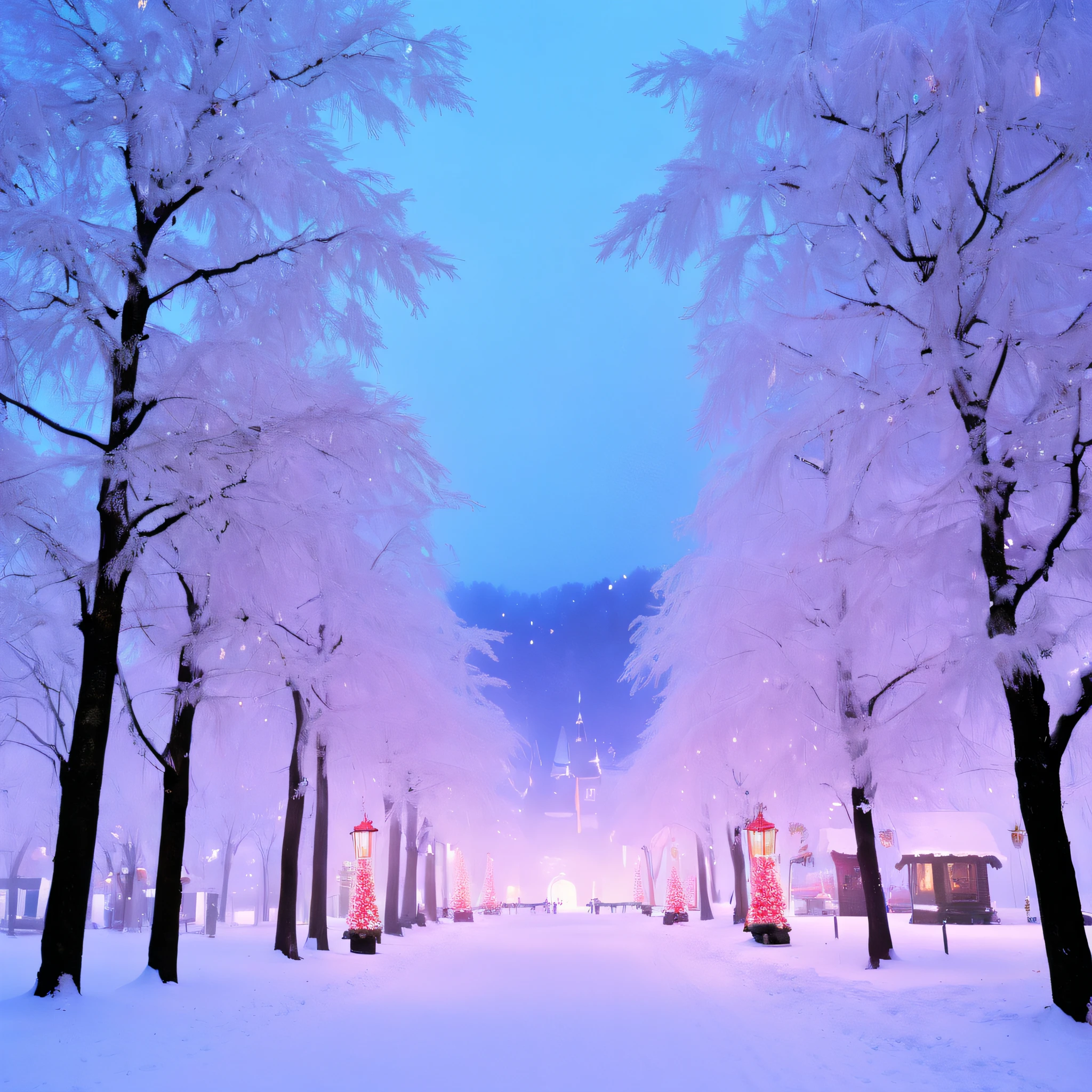 When I close my eyes,Recall that mysterious fairy tale world,I saw a beautiful view of the rime。In this world,The earth was shrouded in a thin layer of mist,It's like a veil of mystery that envelops the whole world。Christmas elements float in the white mist,Like flash、Red flannel and bright stars,It creates an atmosphere of joy and mystery。
In this rime,The trees are covered with frost,It seems to be the abode of elves in a winter wonderland。Each tree is decorated with colorful Christmas lights,Light up the whole rime world,Let it be filled with warmth and blessings。The branches are covered with red and green flannel ornaments,It's like a gift left by the elves,Make this forest more vibrant。
Looming in the fog is a magnificent Christmas castle,Its spire is dotted with sparkling stars,The entire castle exudes an air of mystery and joy。The interior of the castle is decorated with various festive decorations,Gorgeous drapery、Colorful garlands and sparkling lights complement each other,It gives a captivating visual experience。
Follow the trails paved with flannel and Christmas lights,You will find a group of happy elves singing and dancing,They had bright lanterns in their hands,Jump happily,Create a joyful scene。The elves are dressed in gorgeous holiday costumes,He wears a fringed hat on his head,It's like a messenger from a fairy tale world,It has brought endless joy and blessings to this world。
The whole scene is rendered with fog and Christmas elements into a mysterious and joyful picture,Every detail is full of magic and mystery。In this fairytale world,gleeful、Blessings and warmth fill every corner,It's fascinating,Feel like you're in the middle of an eternal Christmas celebration。、