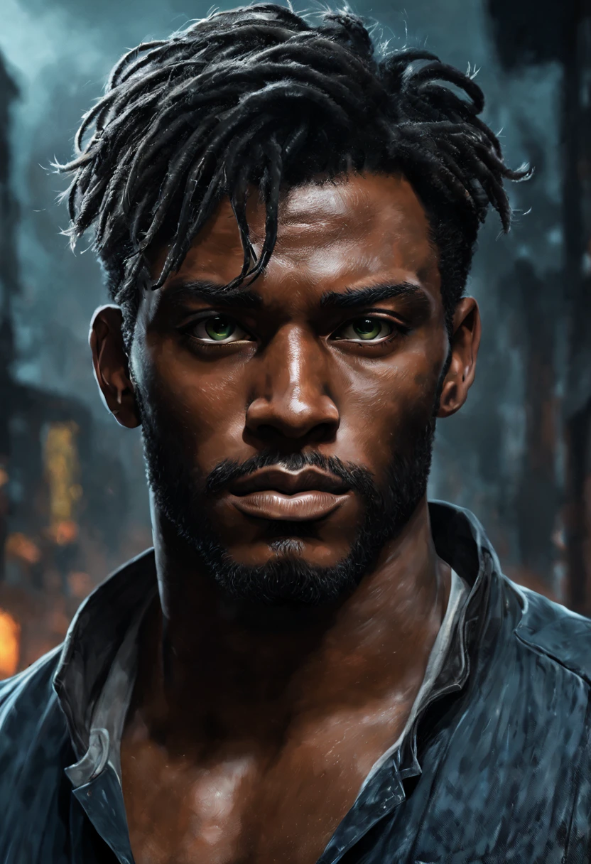 drawing masterpiece, 
ultra detailed,
Black and white dark steel dark blue black light brown dark brown white light orange dark red dark green, 

dramatic lighting, 
early evening,
high contrast, 

steam, fog,


handsome masculine 22 year old african Cyberpunk half tiger half human masculine unshaved fullbody perfect eyes perfect nose, 

Steam, 

4k, 

professional ominous concept art, 

by artgerm and greg rutkowski, 

an intricate, 

elegant, 

highly detailed digital painting, 

concept art, 

smooth, 

sharp focus, 

illustration, 

in the style of simon stalenhag, 

wayne barlowe, 

and igor kieryluk., 

acrylic painting, 

trending on pixiv fanbox, 

palette knife and brush strokes, 

style of makoto shinkai jamie wyeth james gilleard edward hopper greg rutkowski studio ghibli genshin impact