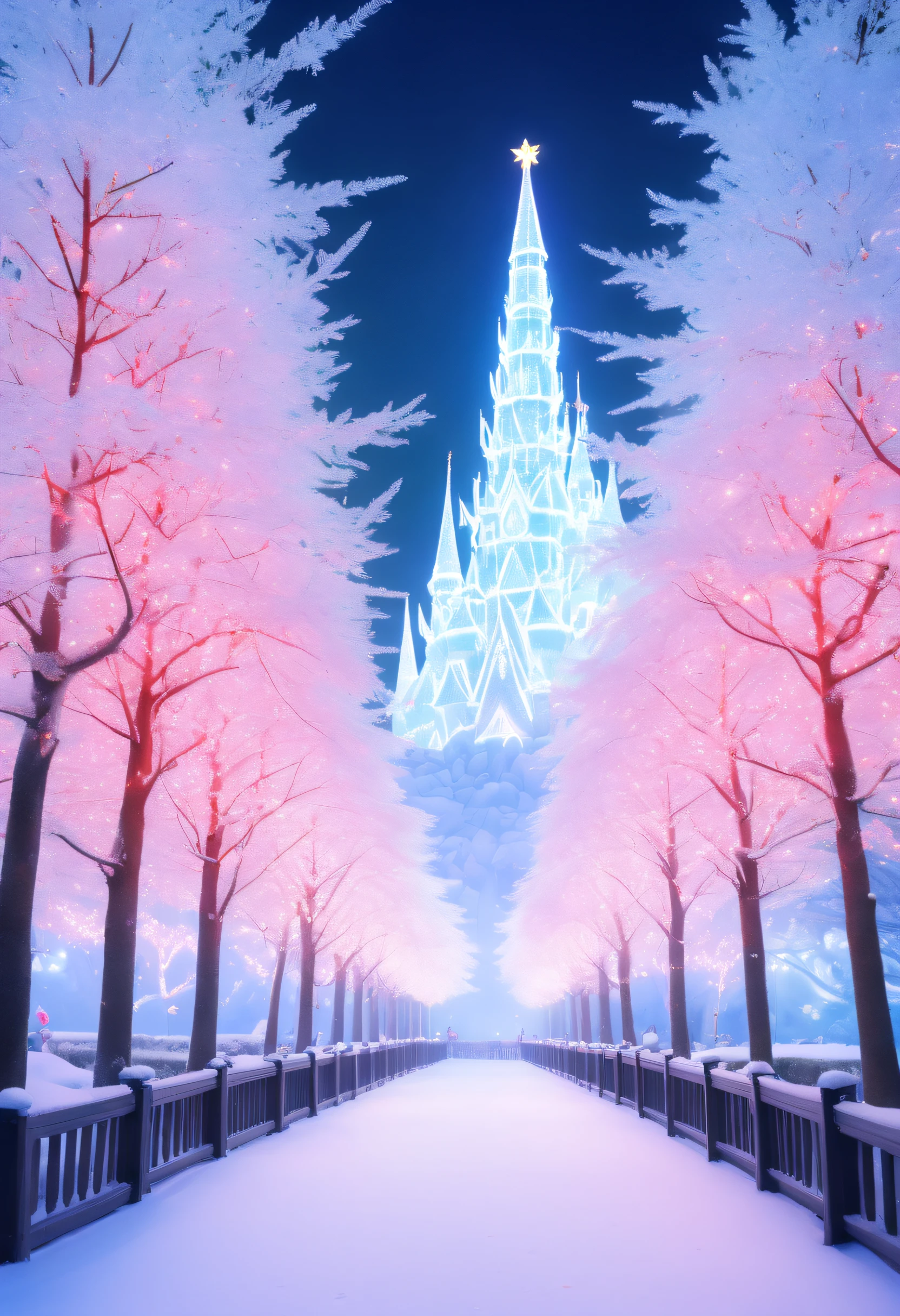 When I close my eyes,Recall that mysterious fairy tale world,I saw a beautiful view of the rime。In this world,The earth was shrouded in a thin layer of mist,It's as if it's a veil of mystery over the whole world。Elements of Christmas float in the white mist,Like flashing lights、Red flannel and bright stars,It creates an atmosphere of joy and mystery。
In the midst of this rime,The trees are covered in frost,It seems to be the abode of elves in a winter wonderland。Each tree is adorned with colorful Christmas lights,Illuminates the entire rime world,Make it full of warmth and blessings。The branches are covered with red and green flannel ornaments,It's like a gift left by the elves,Make this forest more vibrant。
Looming in the fog is a magnificent Christmas castle,Its spire is dotted with sparkling stars,The whole castle exudes an air of mystery and joy。The interior of the castle is decorated with a variety of festive decorations,Gorgeous hangings、Colorful garlands and sparkling lights complement each other,It gives a captivating visual experience。
Follow a trail paved with flannel and Christmas lights,You will find a group of happy elves singing and dancing,They have bright lanterns in their hands,Jumping happily,Create a joyful scene。The elves are dressed in gorgeous festive costumes,A fringed hat is worn on his head,It's like a messenger from a fairy tale world,It has brought endless joy and blessings to this world。
The whole scene is rendered by fog and Christmas elements into a mysterious and joyful picture,Every detail is full of magic and mystery。In this fairytale world,gleeful、Blessings and warmth fill every corner,It's fascinating,Feel like you're in the middle of an eternal Christmas celebration。