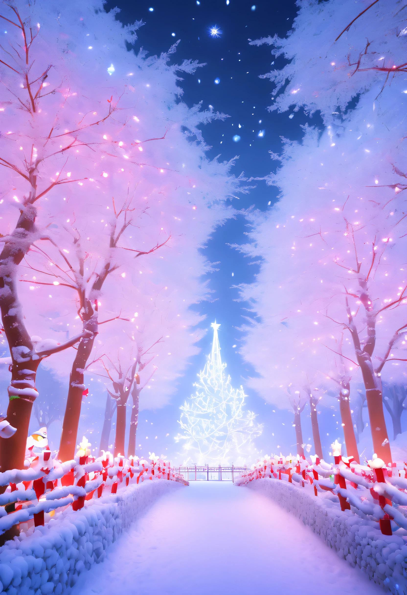 When I close my eyes,Recall that mysterious fairy tale world,I saw a beautiful view of the rime。In this world,The earth was shrouded in a thin layer of mist,It's as if it's a veil of mystery over the whole world。Elements of Christmas float in the white mist,Like flashing lights、Red flannel and bright stars,It creates an atmosphere of joy and mystery。
In the midst of this rime,The trees are covered in frost,It seems to be the abode of elves in a winter wonderland。Each tree is adorned with colorful Christmas lights,Illuminates the entire rime world,Make it full of warmth and blessings。The branches are covered with red and green flannel ornaments,It's like a gift left by the elves,Make this forest more vibrant。
Looming in the fog is a magnificent Christmas castle,Its spire is dotted with sparkling stars,The whole castle exudes an air of mystery and joy。The interior of the castle is decorated with a variety of festive decorations,Gorgeous hangings、Colorful garlands and sparkling lights complement each other,It gives a captivating visual experience。
Follow a trail paved with flannel and Christmas lights,You will find a group of happy elves singing and dancing,They have bright lanterns in their hands,Jumping happily,Create a joyful scene。The elves are dressed in gorgeous festive costumes,A fringed hat is worn on his head,It's like a messenger from a fairy tale world,It has brought endless joy and blessings to this world。
The whole scene is rendered by fog and Christmas elements into a mysterious and joyful picture,Every detail is full of magic and mystery。In this fairytale world,gleeful、Blessings and warmth fill every corner,It's fascinating,Feel like you're in the middle of an eternal Christmas celebration。