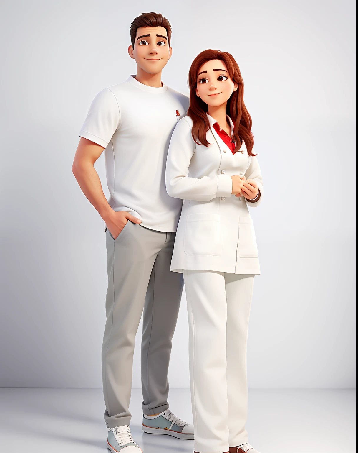 casal, com o fundo de uma cozinha desfocada