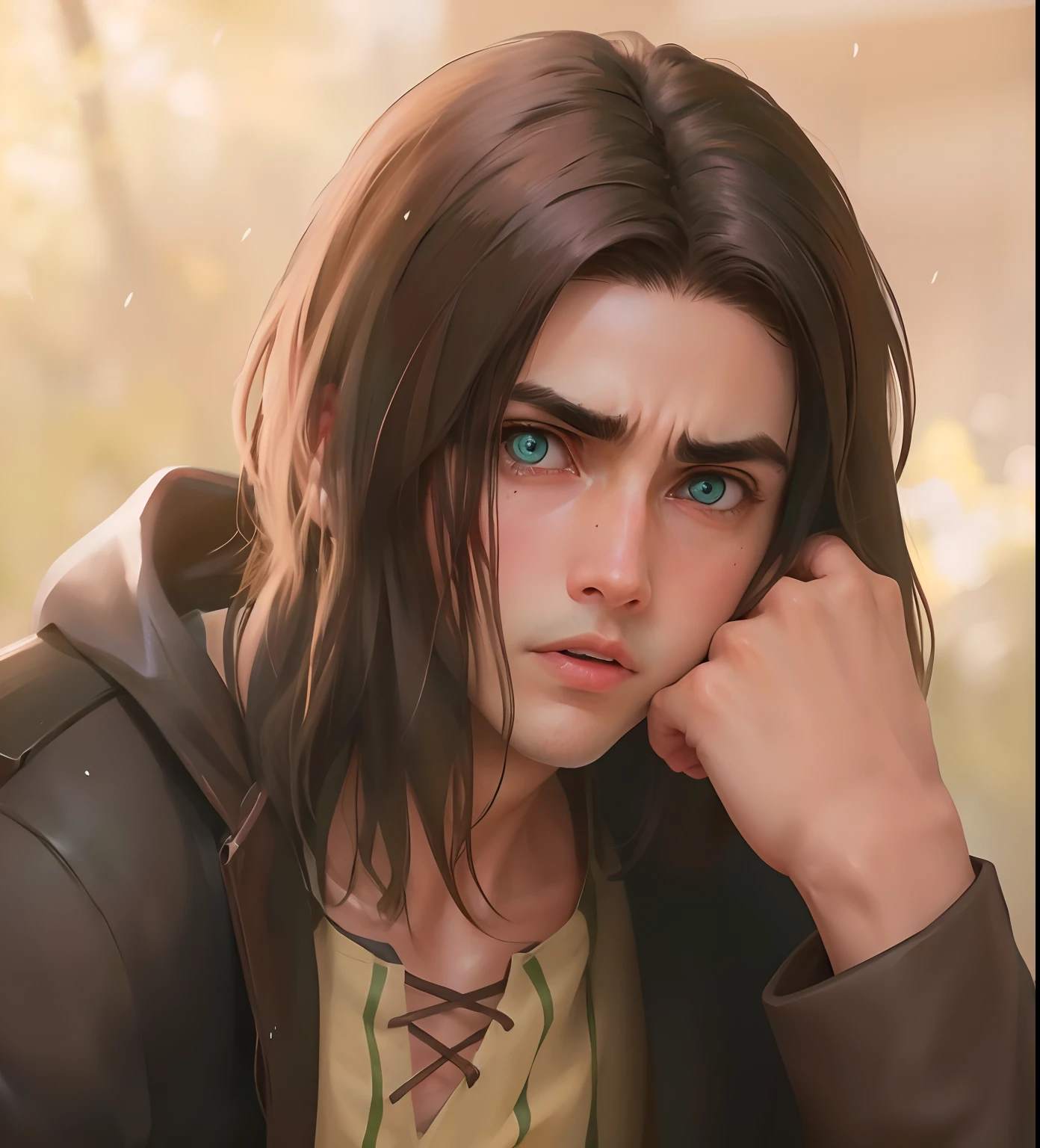 Eren surprised face, hyperdetailed, 8k, hyperrealistic