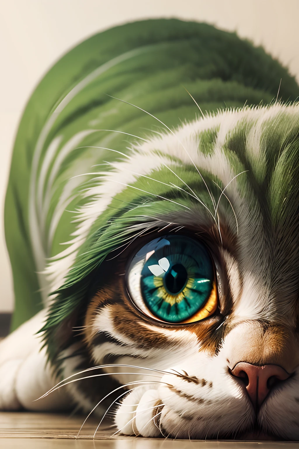 fundo branco,arte altamente detalhada, arte digital altamente detalhada, The cat's eye is green