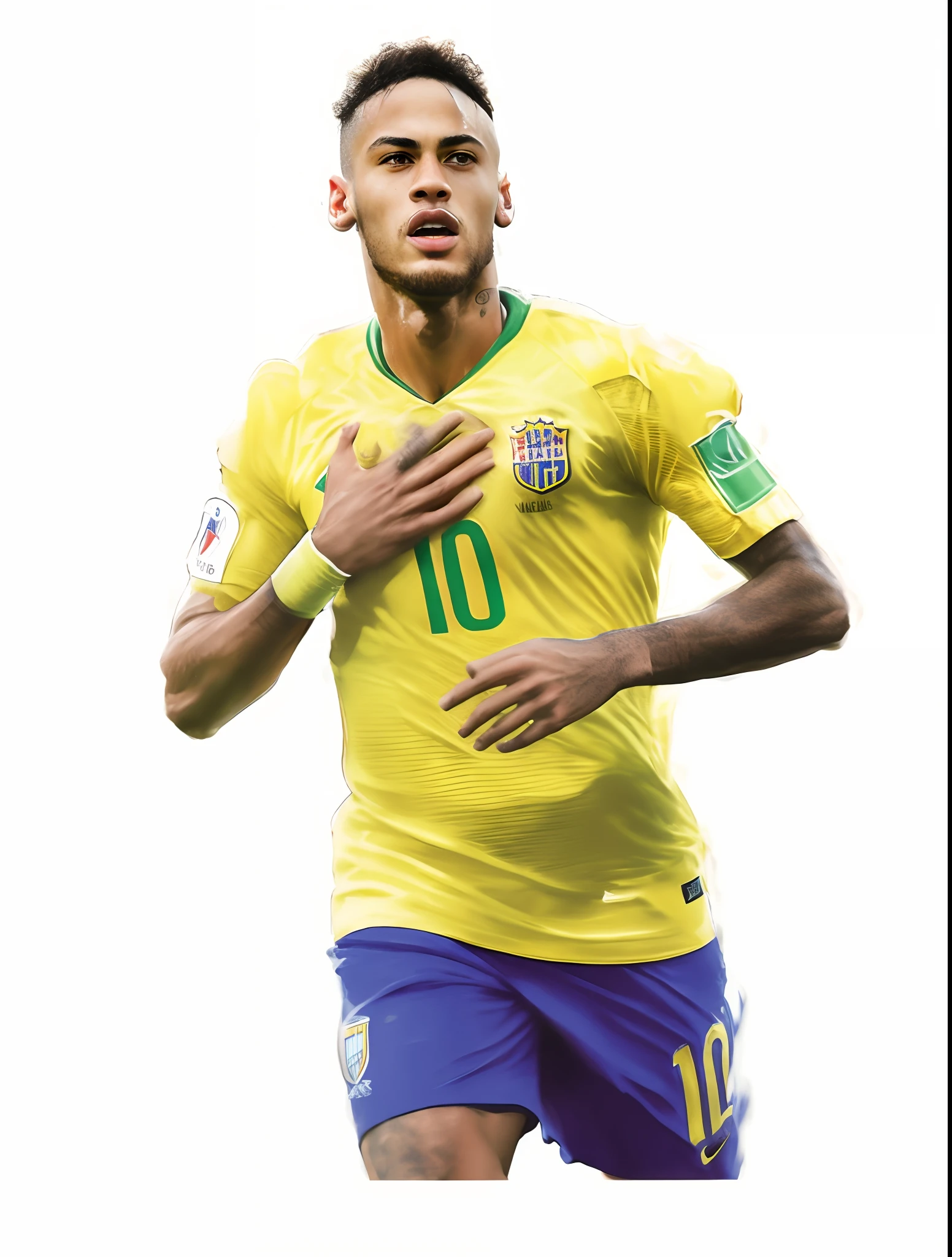 Football player Neymar, featuring colorful portraits, vibrant celebrations, football, dynamic movements, stadium lighting, cheering crowds, intense matches, professional athletes, action scenes, stadium atmosphere, powerful kicking, athletic physique, strong emotions, victory celebrations, gorgeous details, realistic rendering, high-resolution images, professional photography, stunning composition, passionate football culture Exciting moments, iconic football players, incredible skills, victory, sportsmanship, exciting atmosphere, enthusiastic fans, major games, epic goals, competitive spirit, exciting and uplifting energy