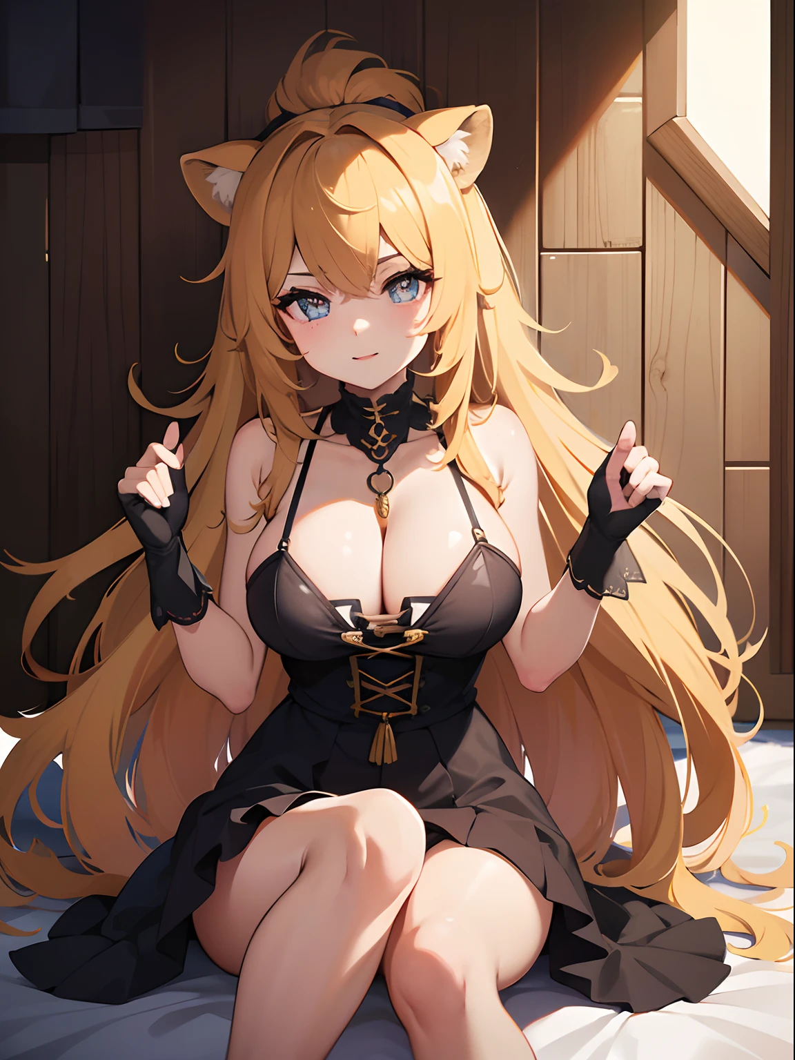 (melhor qualidade, obra-prima), 1girl, (peluda), lioness, feliz, corada, rechonchuda, fofa, heart-shaped shaped pupils,