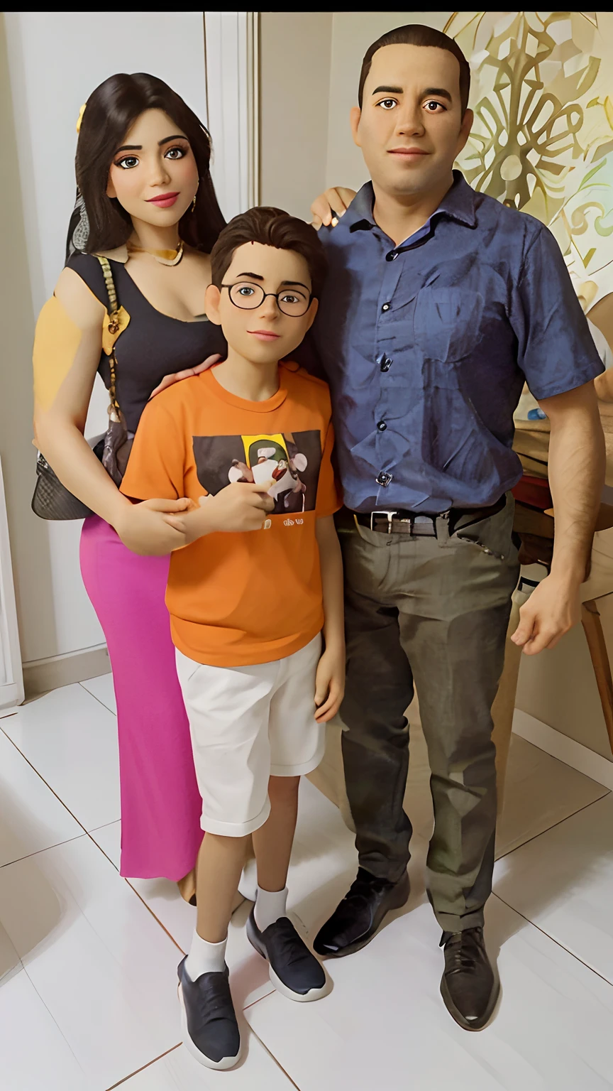 Familia , casal com um filho modelo disney pixei