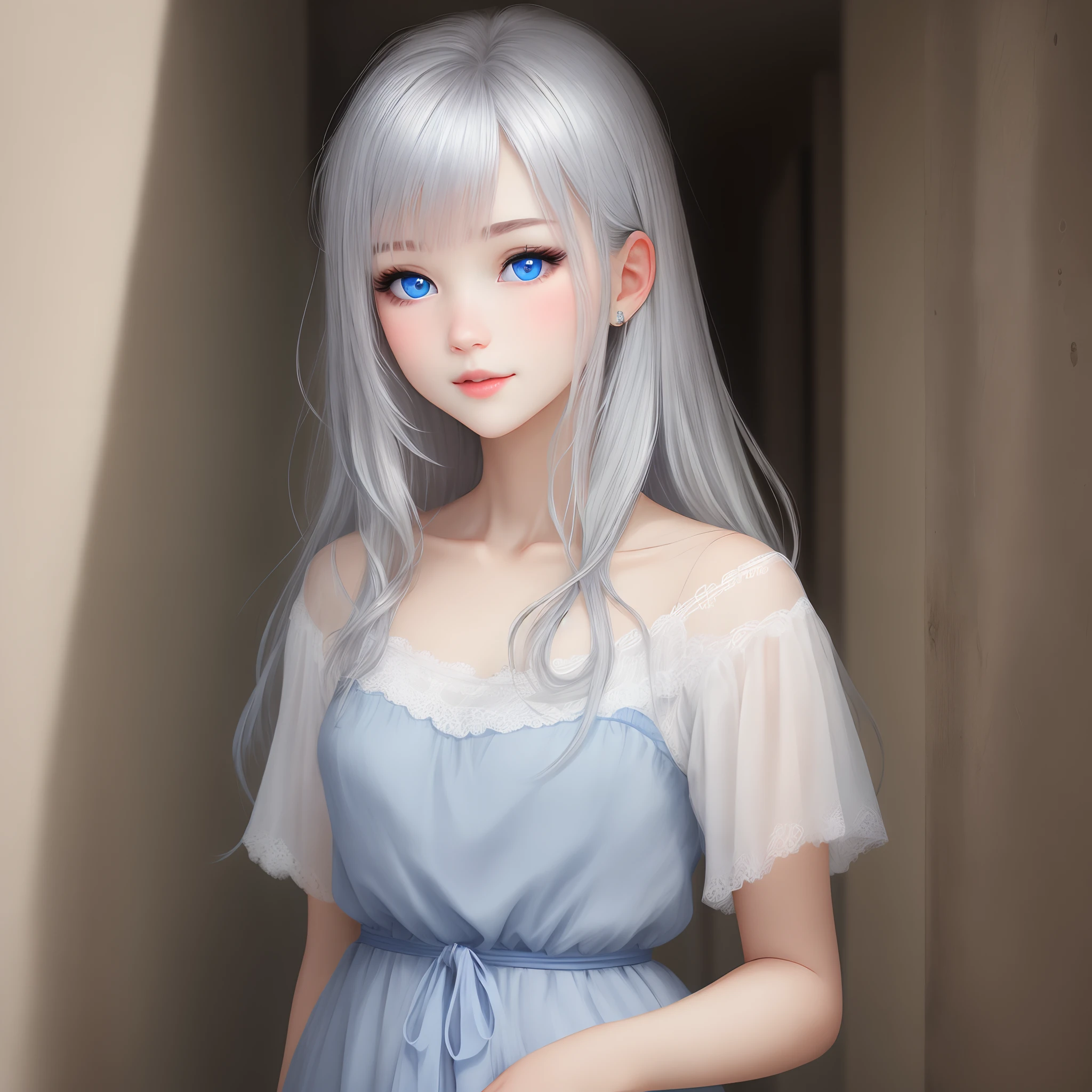Silver-haired blue-eyed girl