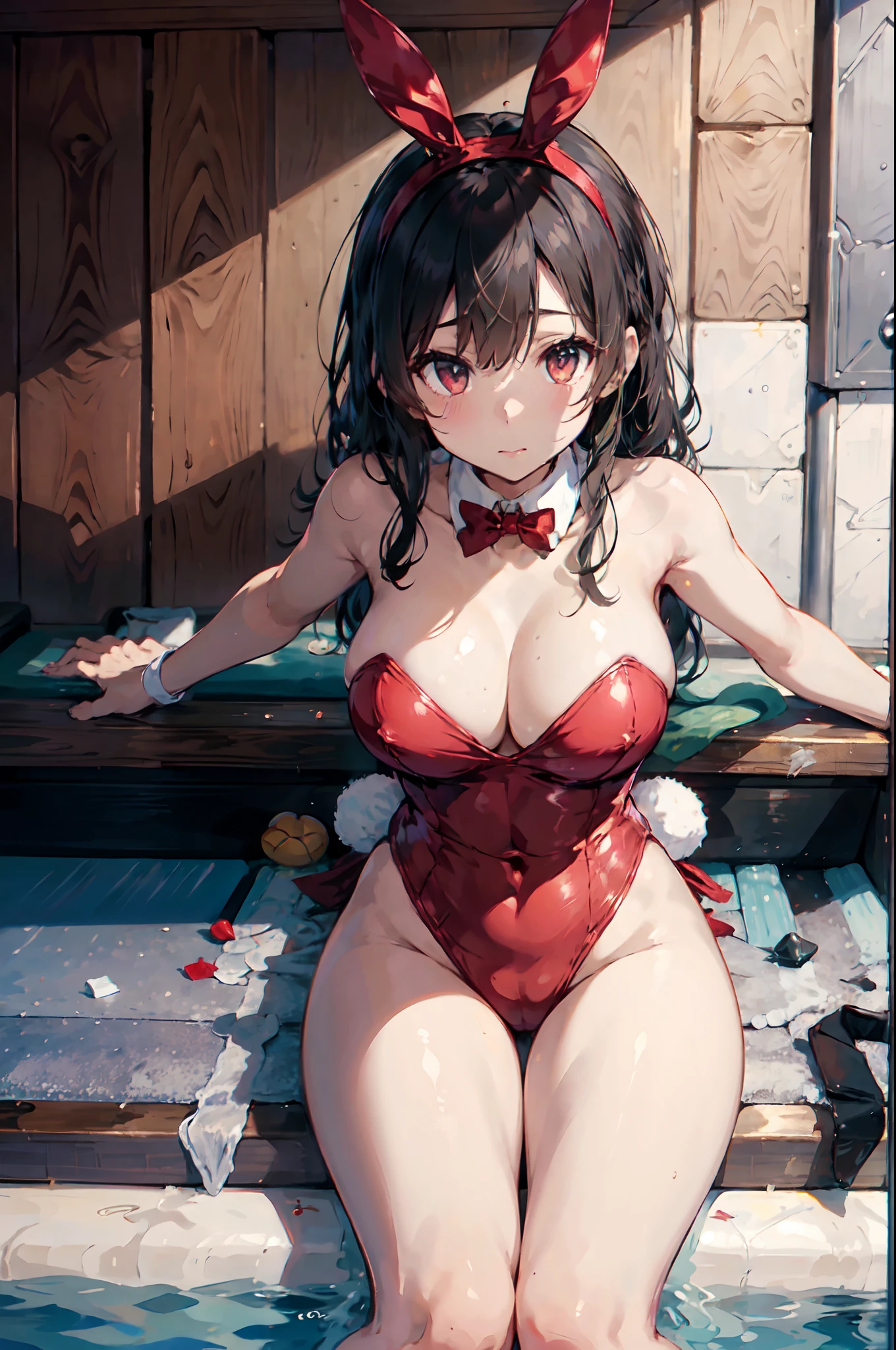 Strip Club Woman、Strip Club Light、(Wearing a bunny costume:1.3)、red outfit、
Good Hand、4K、hight resolution、​masterpiece、top-quality、headw:1.3、((Hasselblad photo))、Fine skin、Sharp Focus、(lighting like a movie)、Soft lighting、dynamic ungle、[:(详细的脸:1.2):0.2]、Colossal tits、(((Sit on the pool table with your legs spread、Bend your knees and open your legs)))