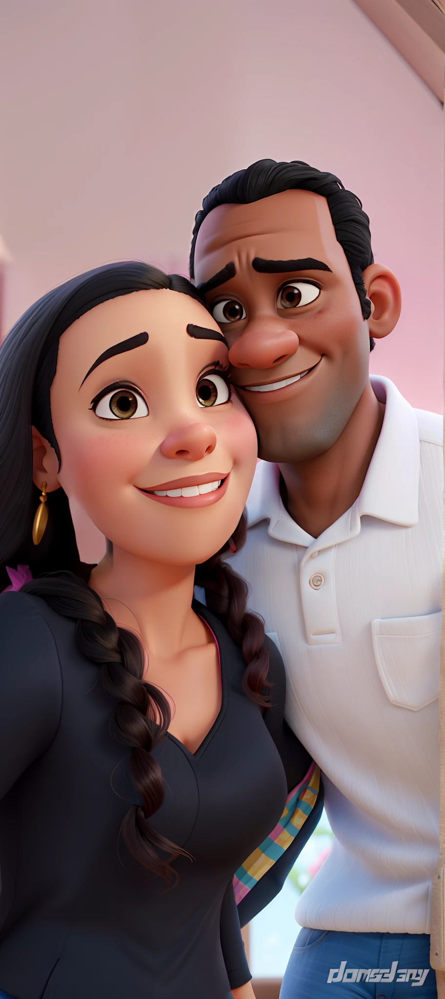 Esposa com batom rosa e Homem negro muito magro, Disney pixar