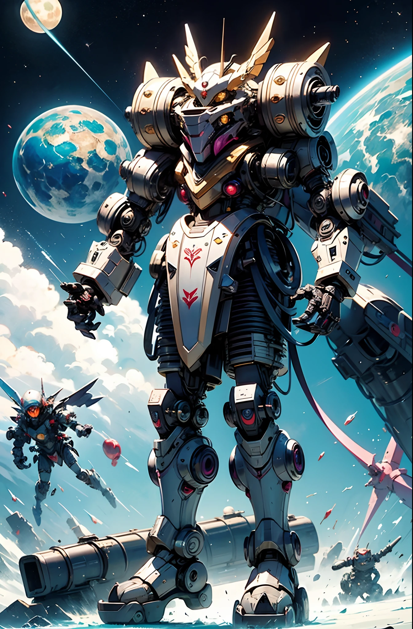 A fantz monster design, Cute robots in space [style-rustmagic]，female robot，Half-human, Cyborgs，Work on the space station，Sailor Moon's Great Battle，the sailor moon，