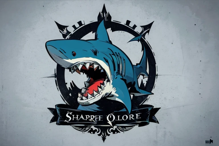 logotype，Mono Color，the shark，، simple, Best quality, Masterpiece