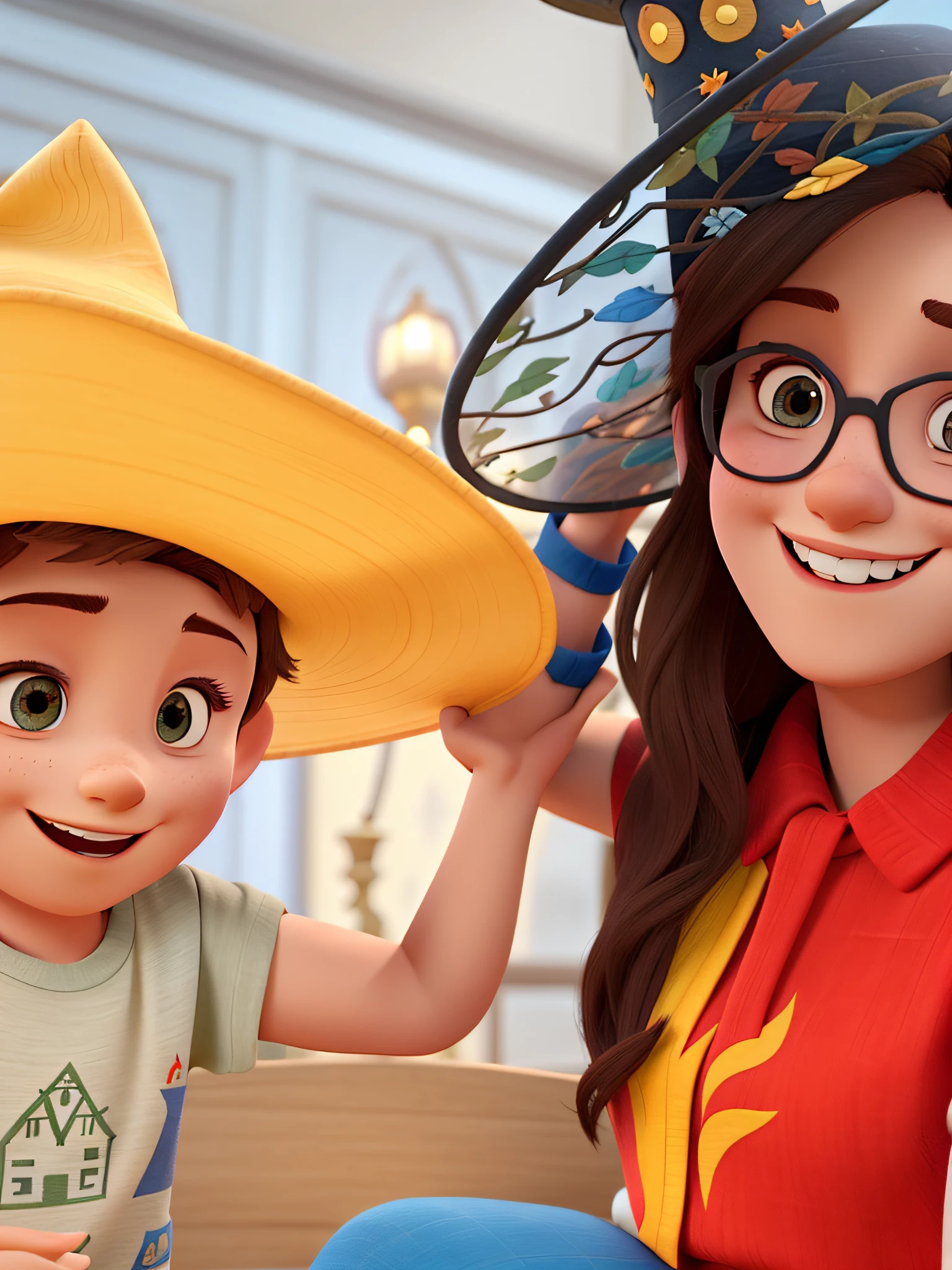 Mother and her boy son at hogwarts , estilo Disney PIXAR, alta qualidade , melhor qualidade