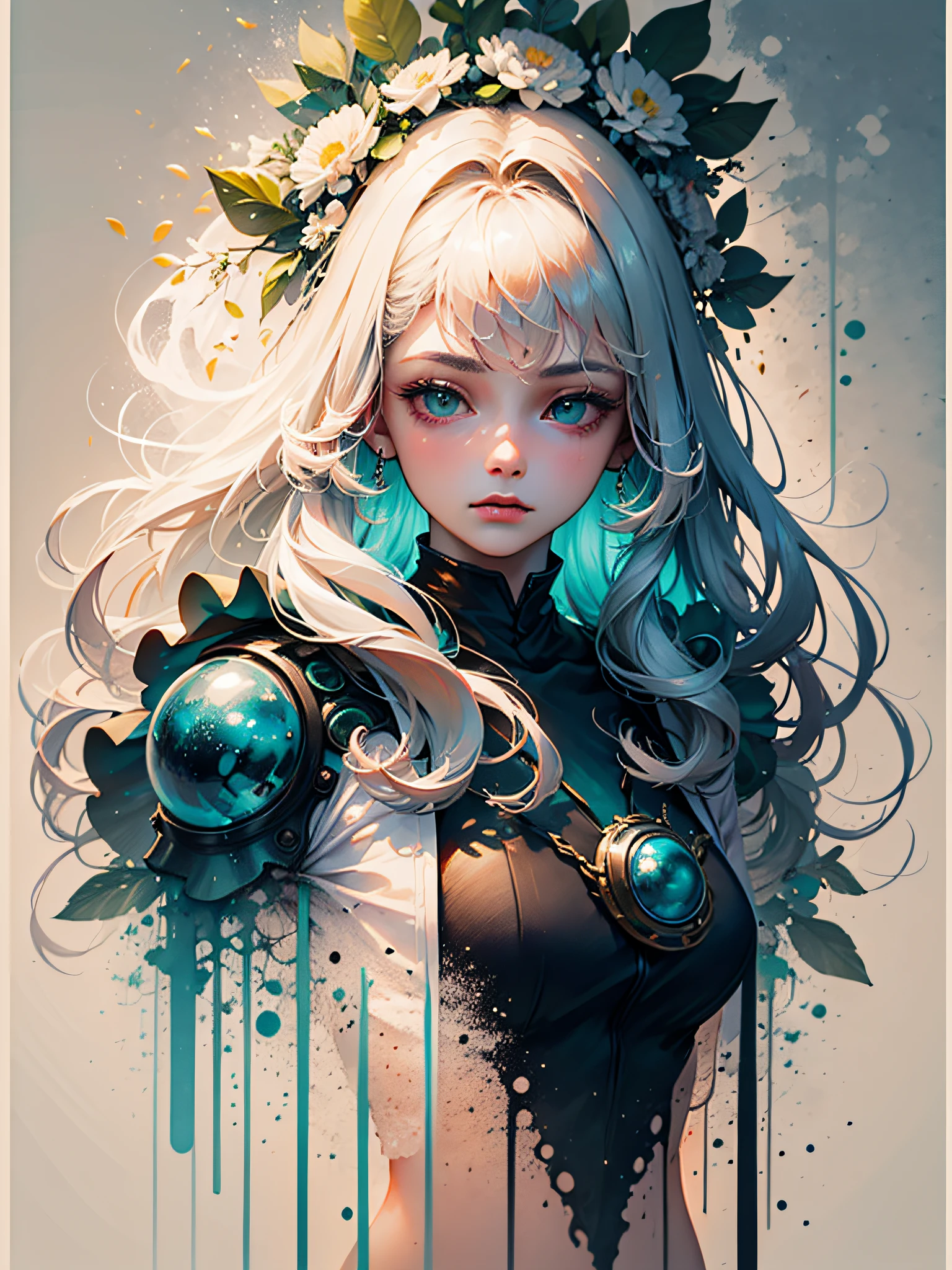 an ultra-realistic and beautiful feminine driada merged with the forest, predominant green color, maximum quality, 8k, bioluminicent illumination, drawn and painted with pencil.