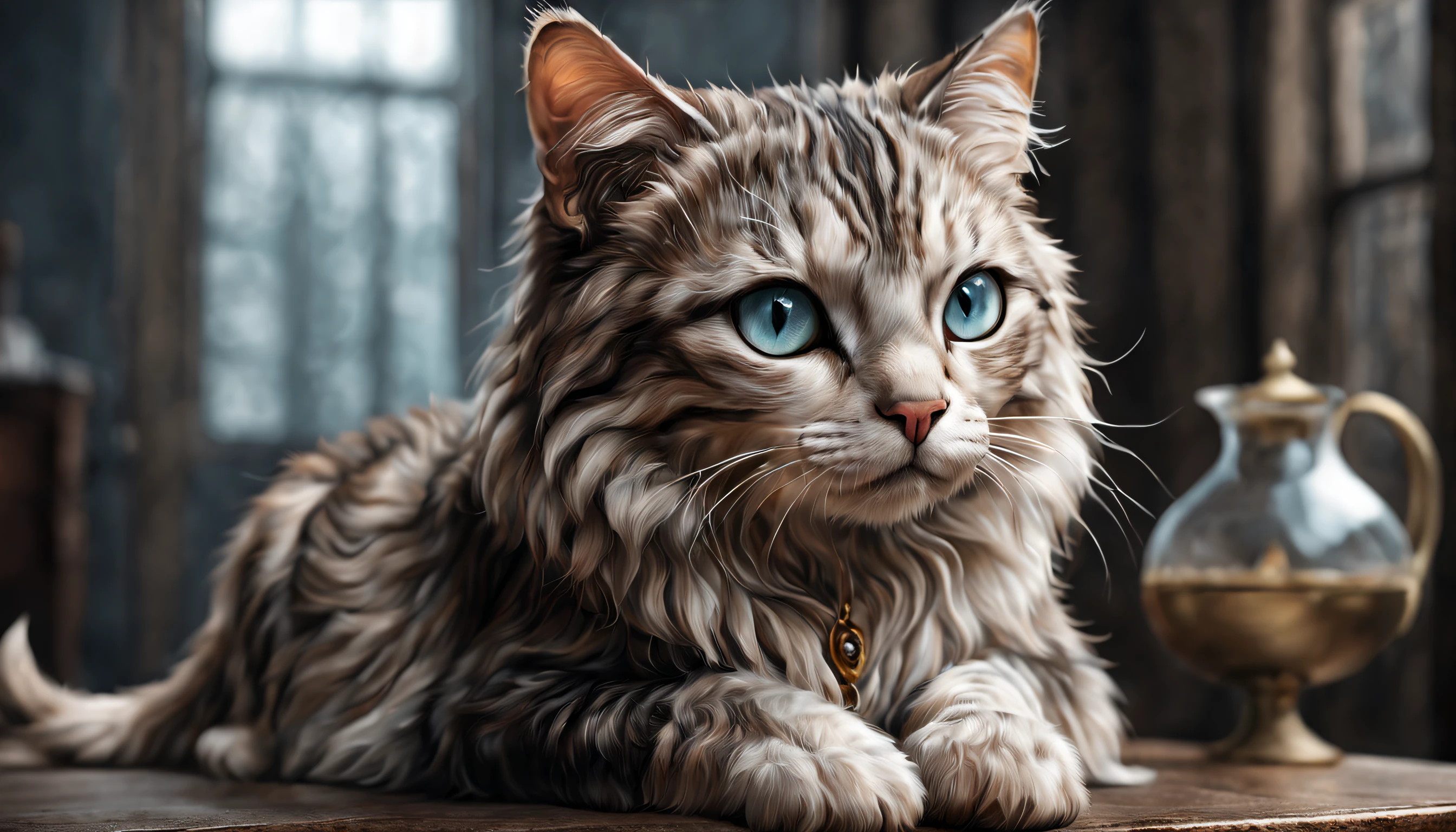 Cute cat, beautidful eyes, without humans, Realisticstyle, high quality rendering, Smooth hair, exquisite detailing, Real cats, surrealism, High detail, Super detail, High quality, High details, Masterpiece, ccurate