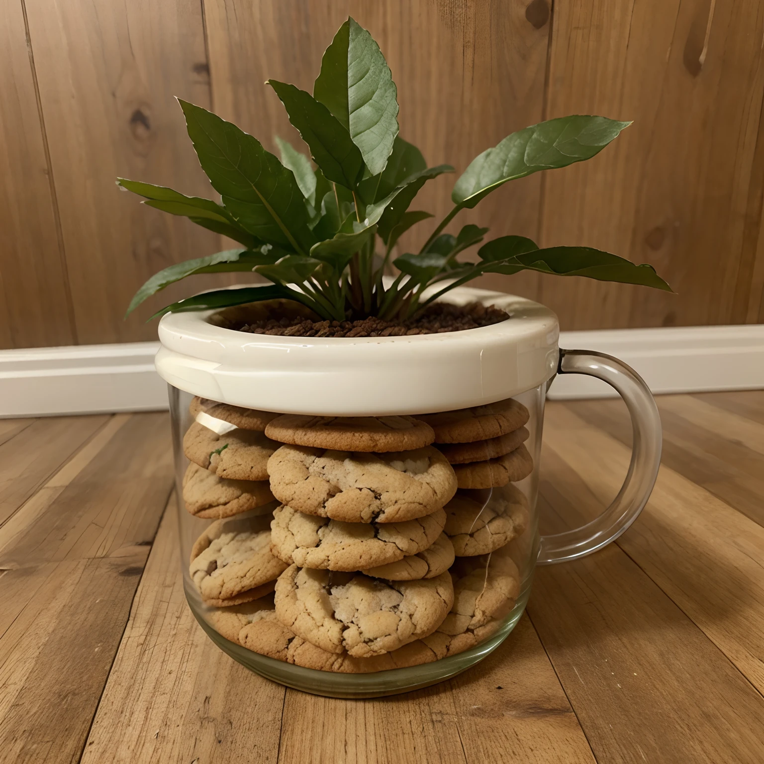 Planta de maruhuana. Caen cookies como si fueran sus frutos
