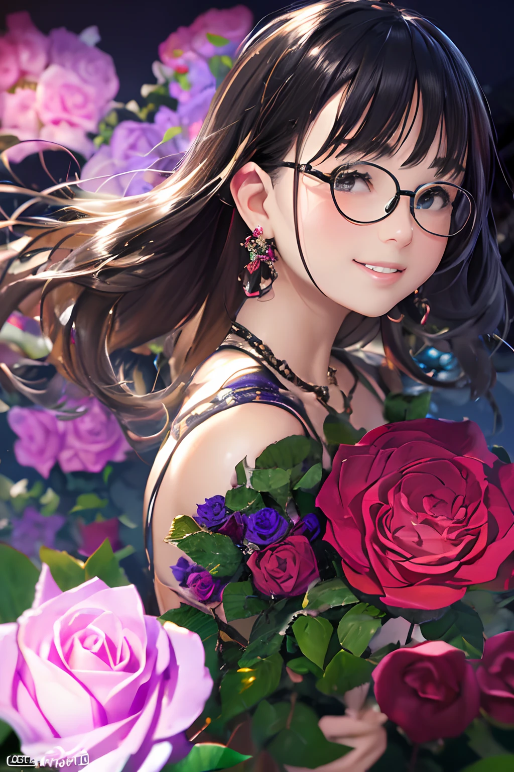 (((Sauce order、Small eyes、put on glasses、Medium Hair))),(((rose garden,Woman in gorgeous green dress with roses blooming,Rose-patterned clothes,Rose hair ornament,Rose Earrings,Roses bloom))),((独奏,stroll)),((masutepiece,cowboy shot,Angle from above,Wide background,Far angle)),Beautiful detailed skin,Perfect human anatomy,perfect hand,beautiful boob,portrait of a beautiful woman,Perfect face,(Cute smile,Bright smile),Cute look,Cute emotions,Think,(blush),enticing lips,Perfect eyes,Cinematic scene,Cinematic,fulcolor,4K,8K,Raw photo,Studio portrait,professionally color graded,Professional Photography,(an extremely delicate and beautiful art)1.3,Elegant,Active Angle,Soft light,Lens Glow,soft clean focus,Realistic lighting and shading,Best Quality,top-quality,hight resolution,(1girl in:1.3)