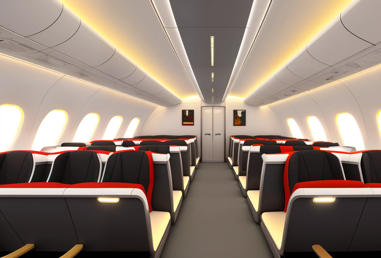 salle de restaurznt inspirée d'un avion moderne dans une ambiance sobre et chic