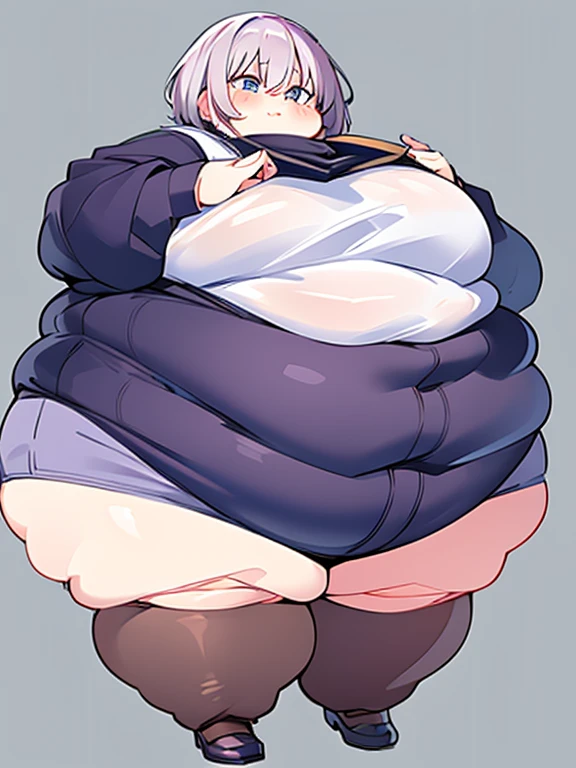 Fat Uzaki Hana, Obese body, sugoi dekai, large breasts, big cheek, cute, cute and fat face, fat arms, thick thighs
