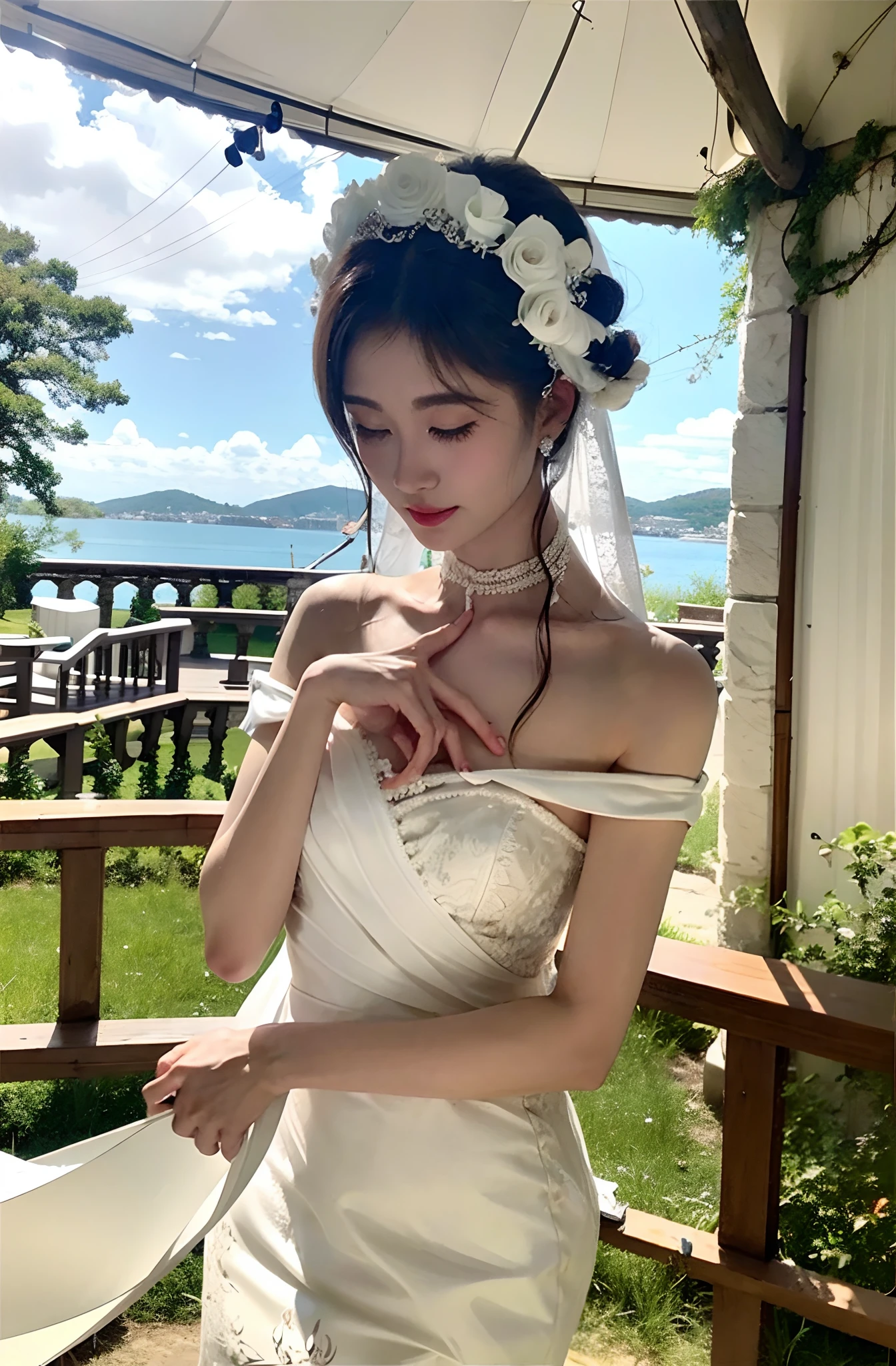 A white flower hair ornament