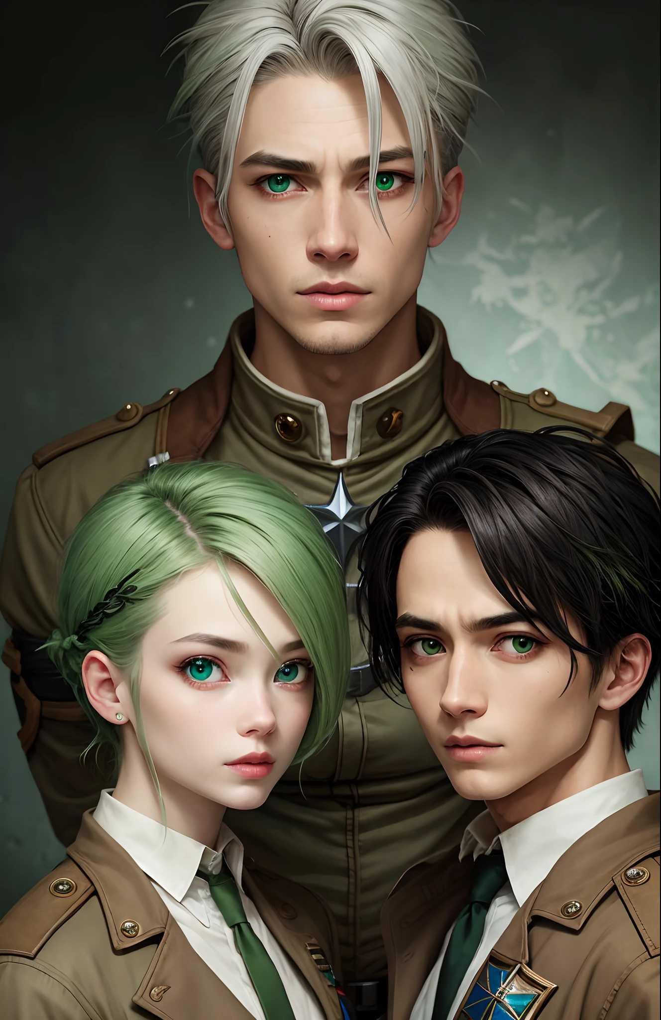 Real Beauty、Hair gray、Long、Green eye、Survey Corps