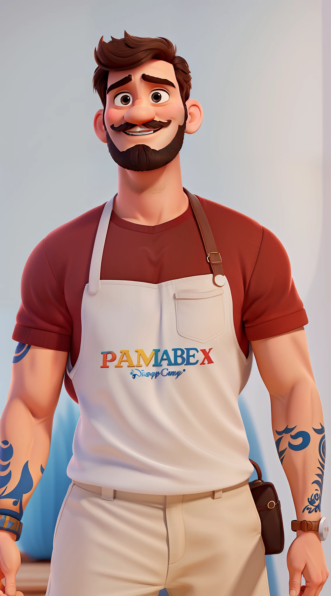 um homem branco estilo disney pixar, com barba e bigode, alta qualidade, melhor qualidade