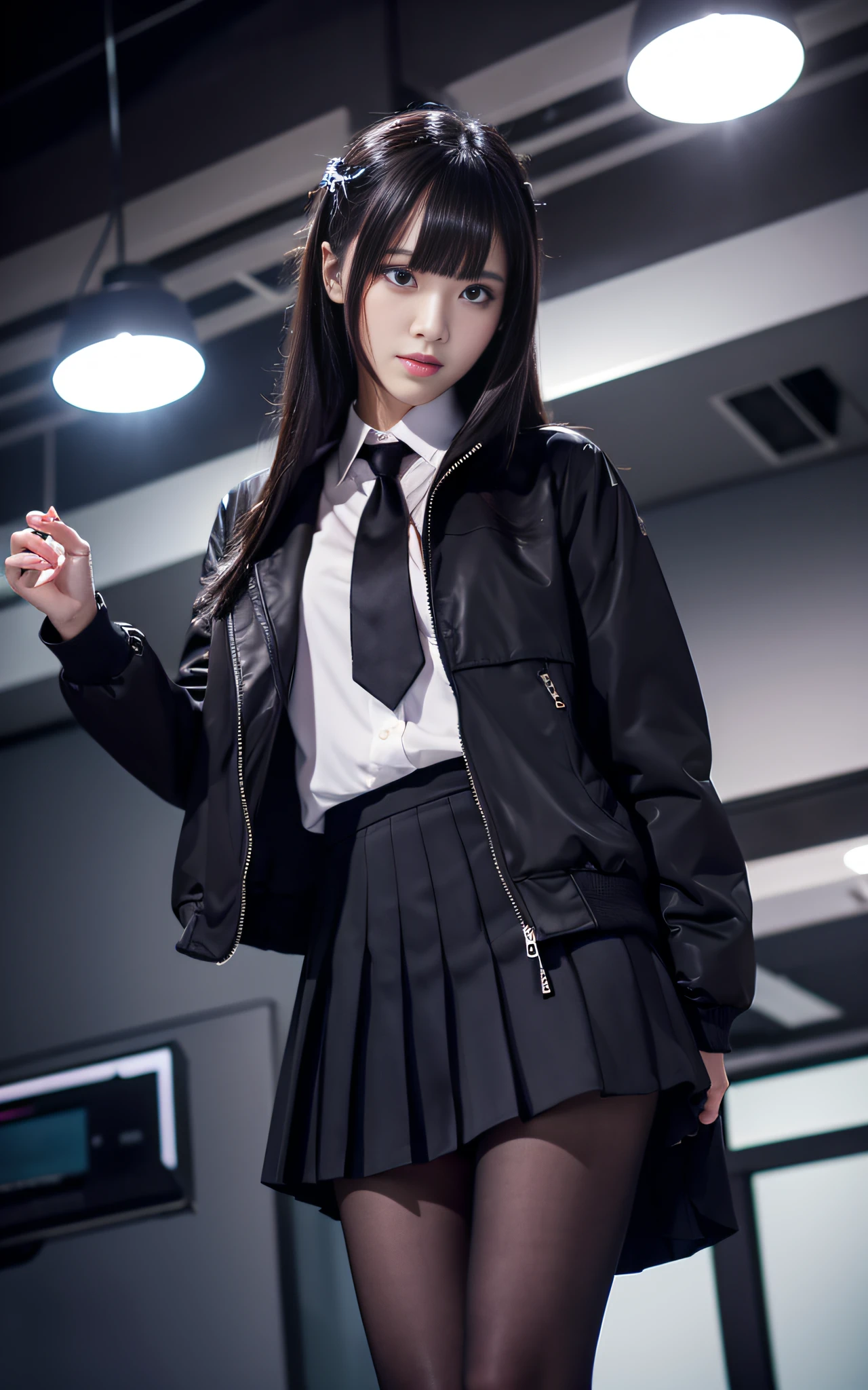 Charming beauties、Black pantyhose、hi-school girl、jaket、Black pleated skirt、Glossy legs、Dyed in darkness、Brainwashing makeup、brainwashed、Female executive、Evil Fall