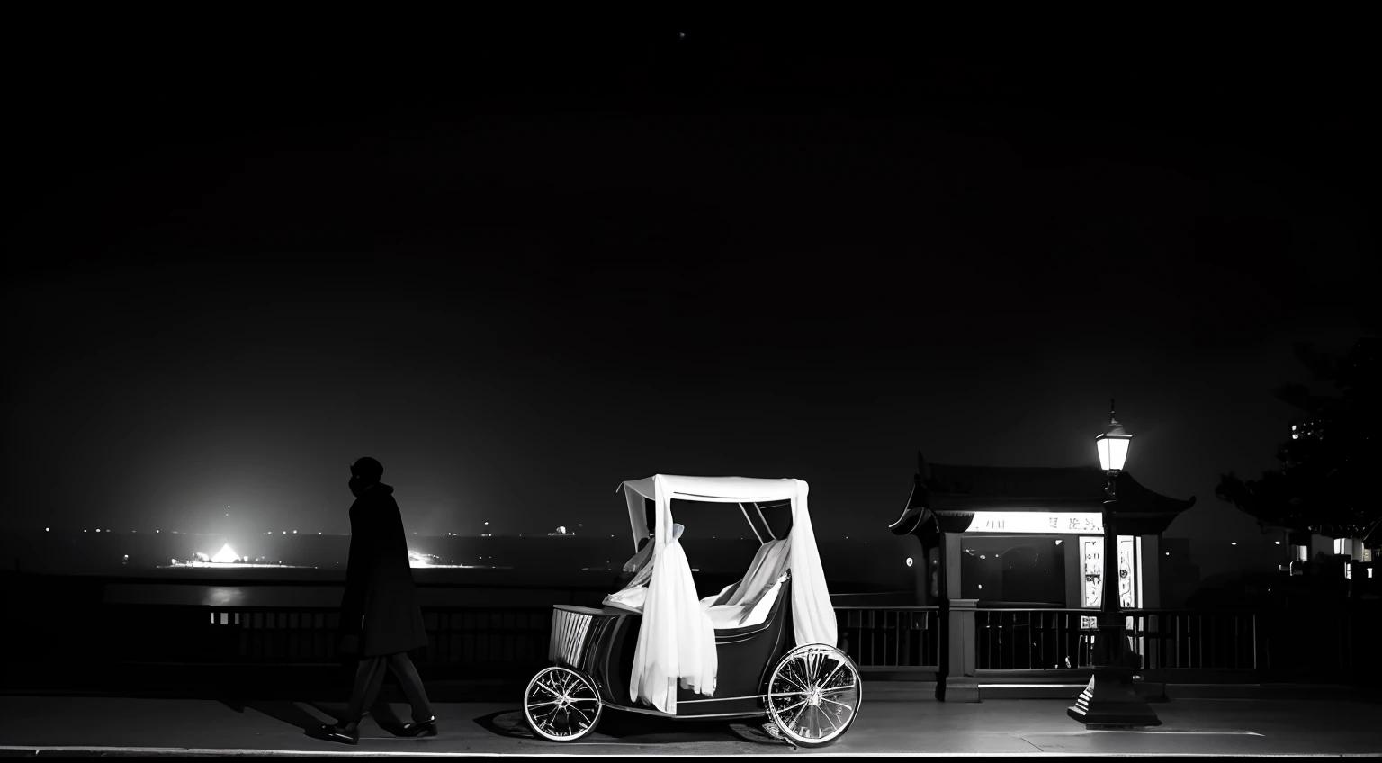 The black and white teams of ghosts kiss each other, and the strange famous scene,After twelve o'clock the night was foggy,Blowing suona,Carrying a sedan chair
