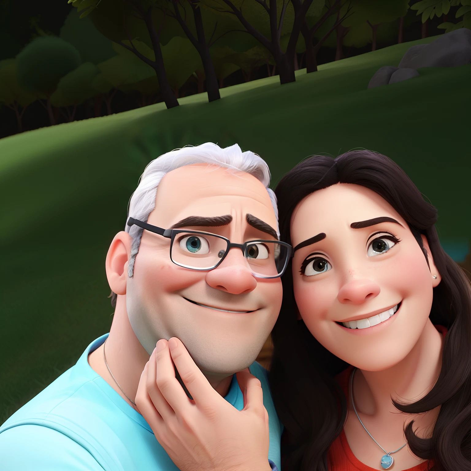 Um homem de 40 anos e uma mulher sorridente de 30 anos Capa de filme da Pixar