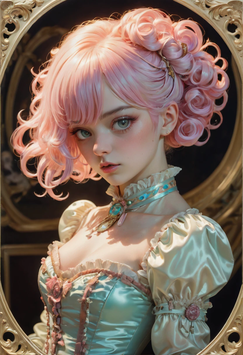 anime_artwork, rococo, grand_photograph, polaroid, annoyed_girl, neon_glowing_hair, canon_5d_mark_4, neon_light, kodak_ektar, flamboyant, pastel_colors, curved_lines, elaborate_detail, rococo, art by j.c. leyendecker