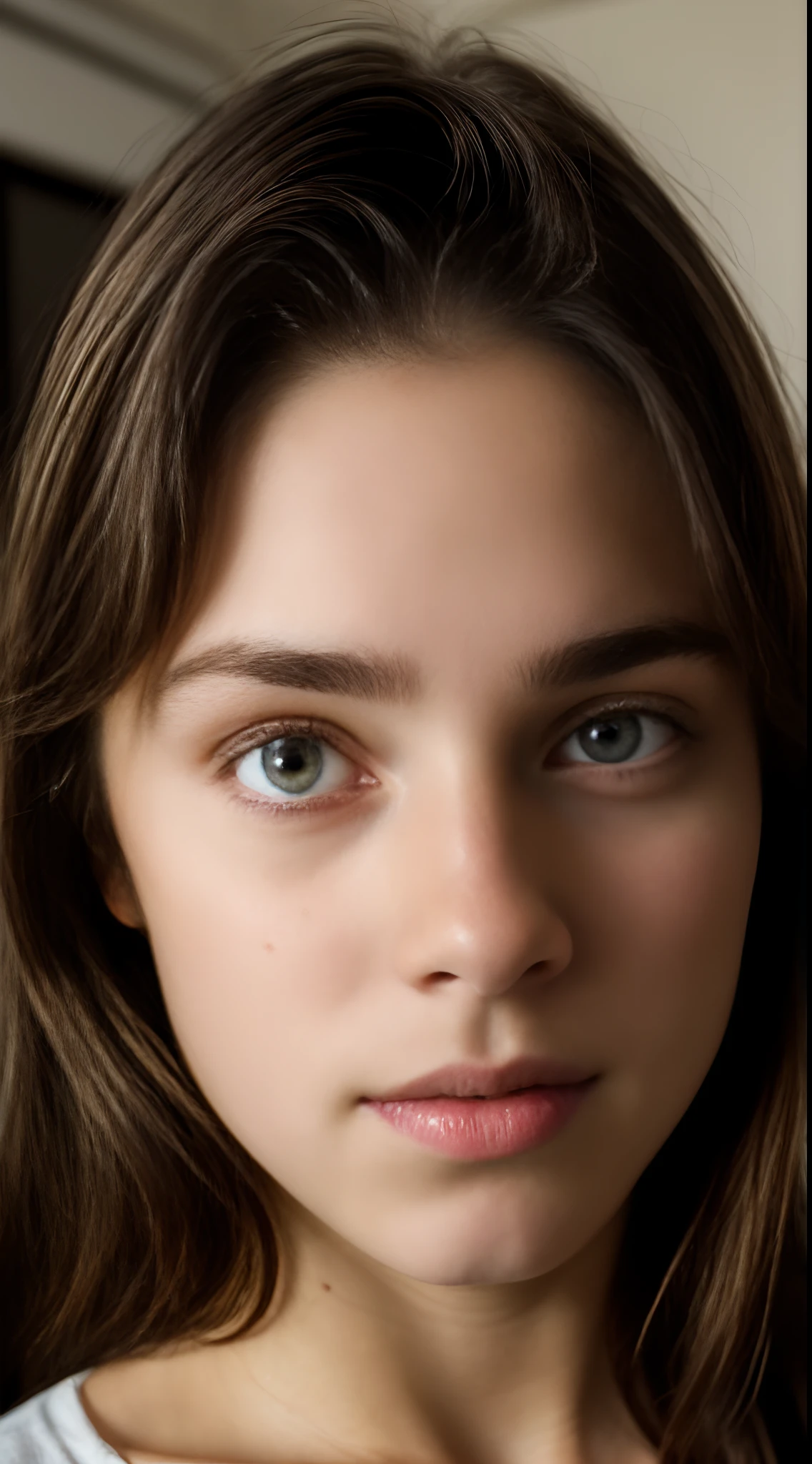 16-year-old pre-teen, European, louro, seios pequenos, close-up nos seios, olhos grandes, Fazendo sexo com um homem,  Inside , ray tracing, HDR