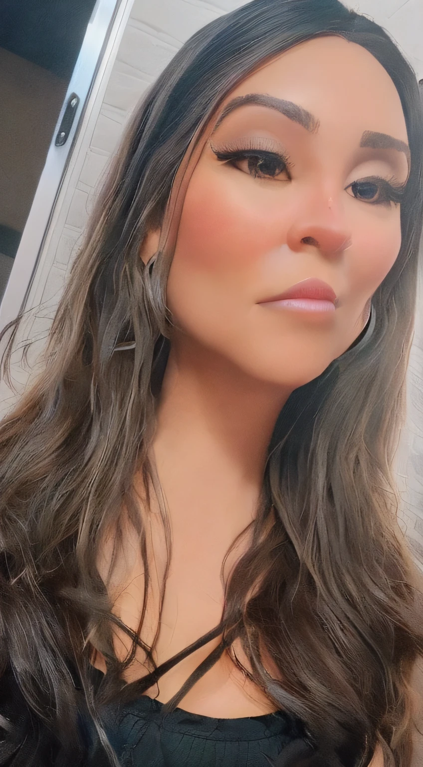 Young brown eyed black woman holding a camera with her hands, demonstrating a sense of accomplishment and confidence. Woman is standing in modern office radiating positivity and professionalism. With a gentle smile on her face, she exudes a mixture of wisdom and joy. Her Brazilian heritage enriches her features, highlighting her unique beauty. The portrait captures the essence of a mature woman who embodies success and empowerment. The level of detail in the image is astonishing, allowing viewers to appreciate every line, contour and expression of her face. The photorealistic quality elevates the artwork, making it a masterpiece. The lighting emphasizes your features, casting a soft glow on your face, while the colors are bright and vibrant, enhancing the overall composition. The captivating background further complements the subject matter, symbolizing growth and new beginnings. This portrait captures the essence of a mature, Caucasian, grown-up, strong, accomplished woman in a beautifully realistic, high-quality way.