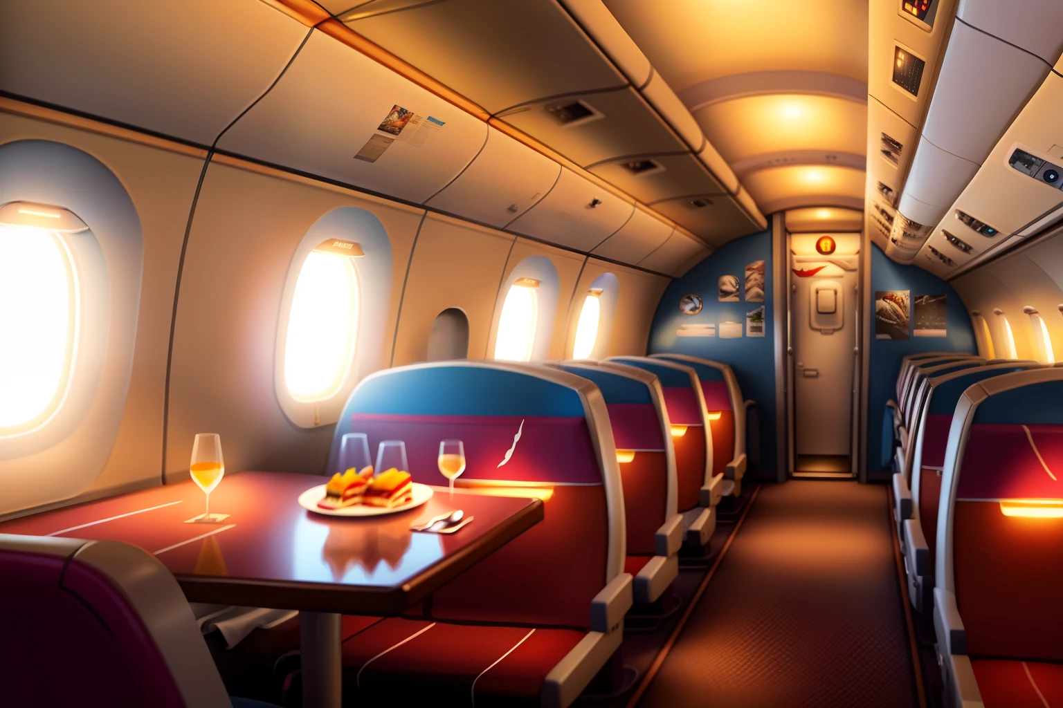 Very realistic airplane restaurant room