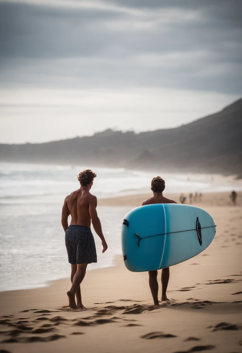two naked men walking backwards