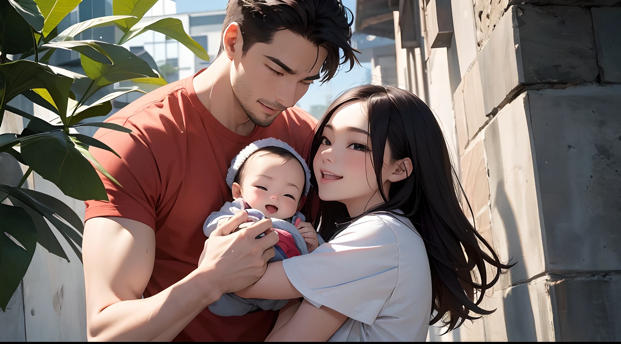 There is a man and woman holding a and a cat, family photography portrait, family portrait, family photography, studio portlet, family portrait, high quality portrait, mother photography 4 K, couple portrait, nikon d 7 5 0 photo taken, nikon d750 photo taken, portrait image, studio portrait photography, full character,high quality portrait, by ni tian, inspired by wang duo, by ni zan, black, by Emma Andijewska, shooting, product introduction photo, Jacky Tsai style, studio shooting,