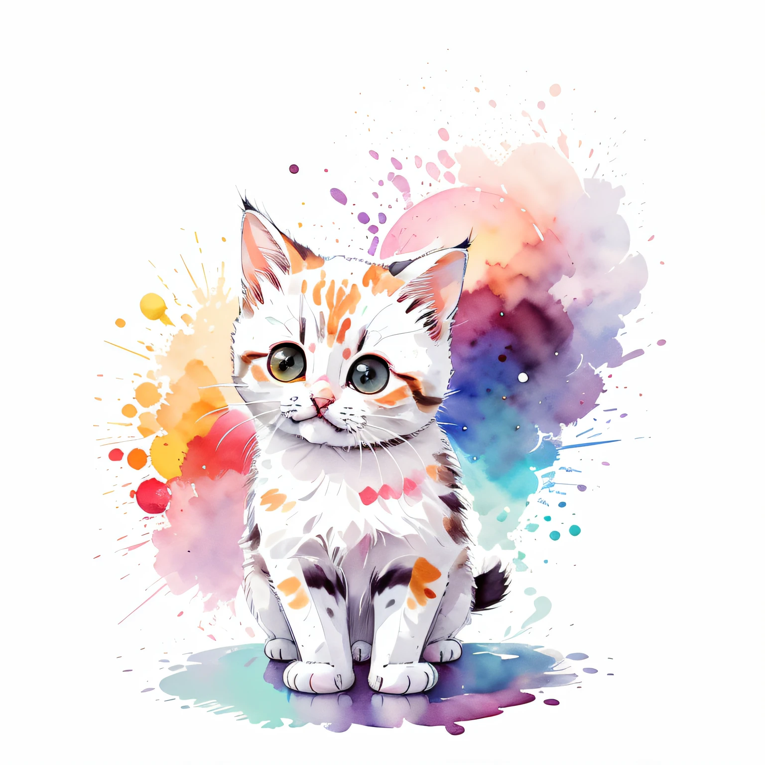 circular design, logo art, (cute cat design with plum plum), fantasy, colorful, vintage, charming: white background, lowbrow art, digital illustration, radiant; gouache, 16k, minimalistic, doodle, CGSociety, solarpunk, crispy quality, sharp, bright, volumetric lighting, intricate, ample negative white space, as a logo, as a t-shirt logo in the style of art, vladstudio ,
