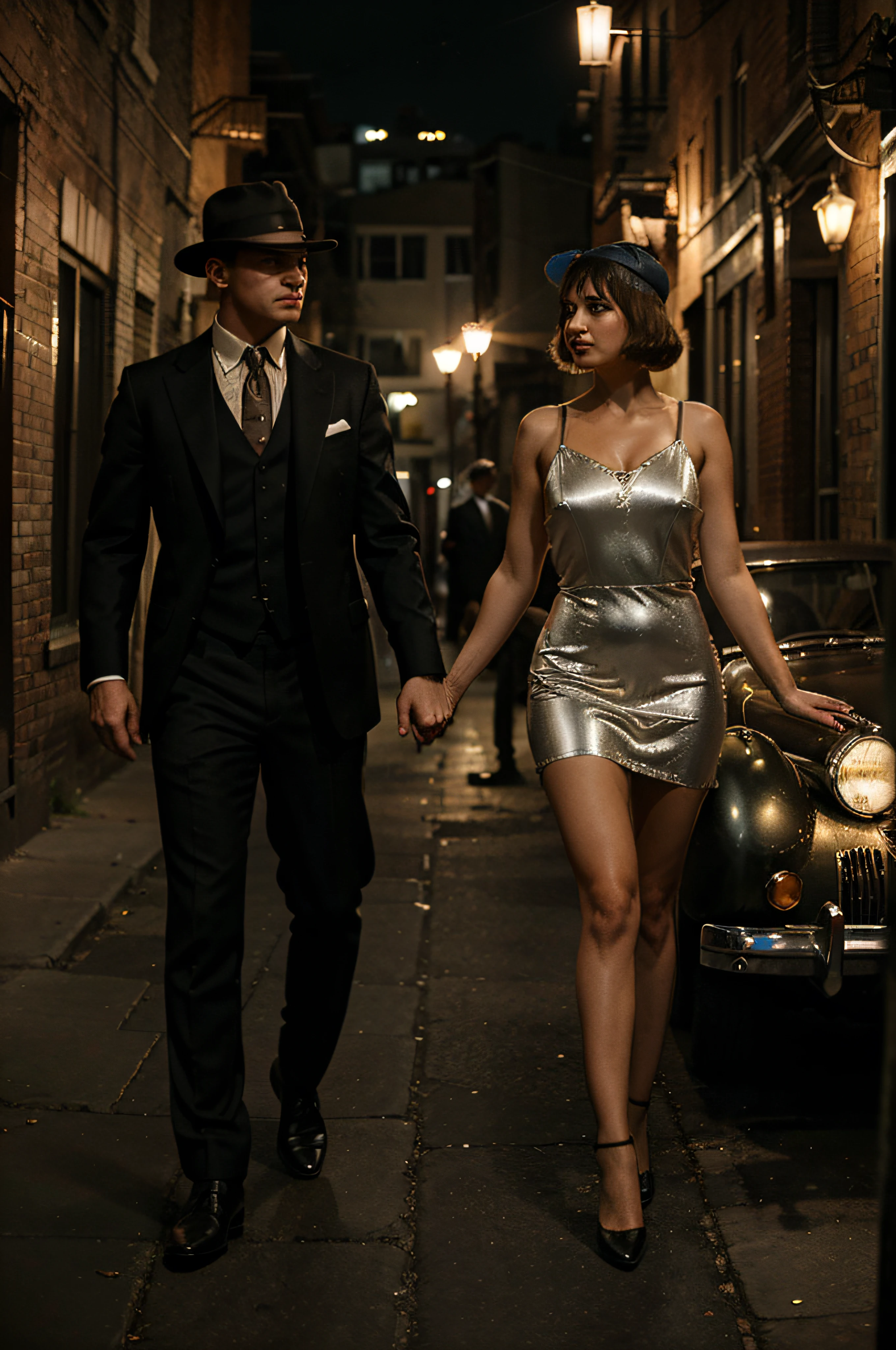 Transport yourself to a bygone era with this captivating couple's costume idea. Picture yourself as Bonnie and Clyde, the notorious outlaw duo from the 1930s. Imagine yourself in a dazzling flapper dress, complete with a feathered headband, exuding the elegance and charm of the Roaring Twenties. Your partner, dressed in a sharp suit and donning a classic fedora, embodies the timeless allure of a gangster. Set the scene in a dimly lit alleyway, with a vintage car serving as the backdrop. Feel the moonlight casting a romantic glow as you embrace your partner, capturing that perfect movie-worthy moment. Let your imagination run wild as you envision the adventure and passion that awaits you both. It's time to step into the shoes of Bonnie and Clyde, ready to conquer the world together.