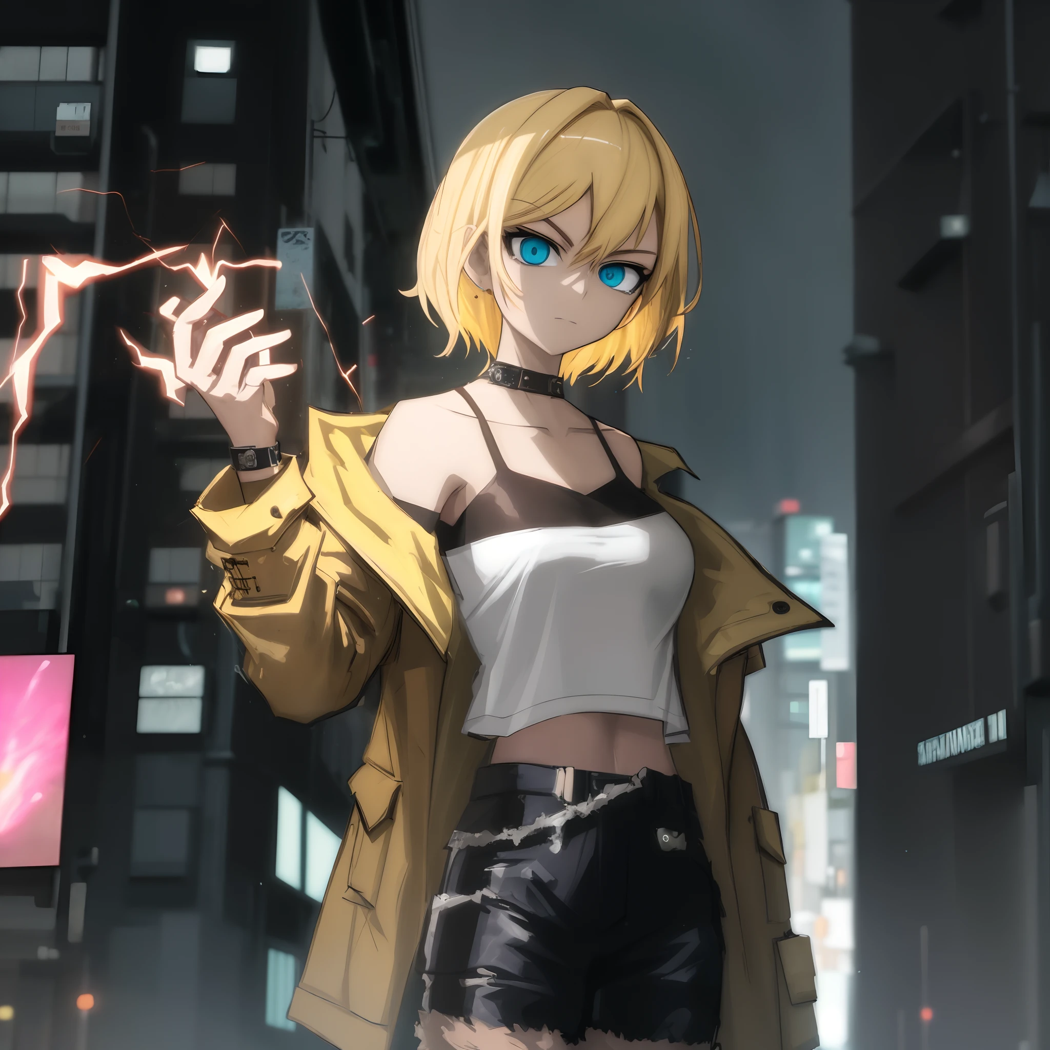 Garota anime em uma saia curta, Sparking sparks from the hand, badass anime 8 k, estilo anime 4K, garota anime realista, annie leonhart in a neon city, Melhor Anime 4K Konachan Wallpaper, estilo anime. 8k, arte digital do anime , Papel de parede anime 4k, arte cyberpunk anime, protagonista feminina 👀 :8, arte de anime cyberpunk