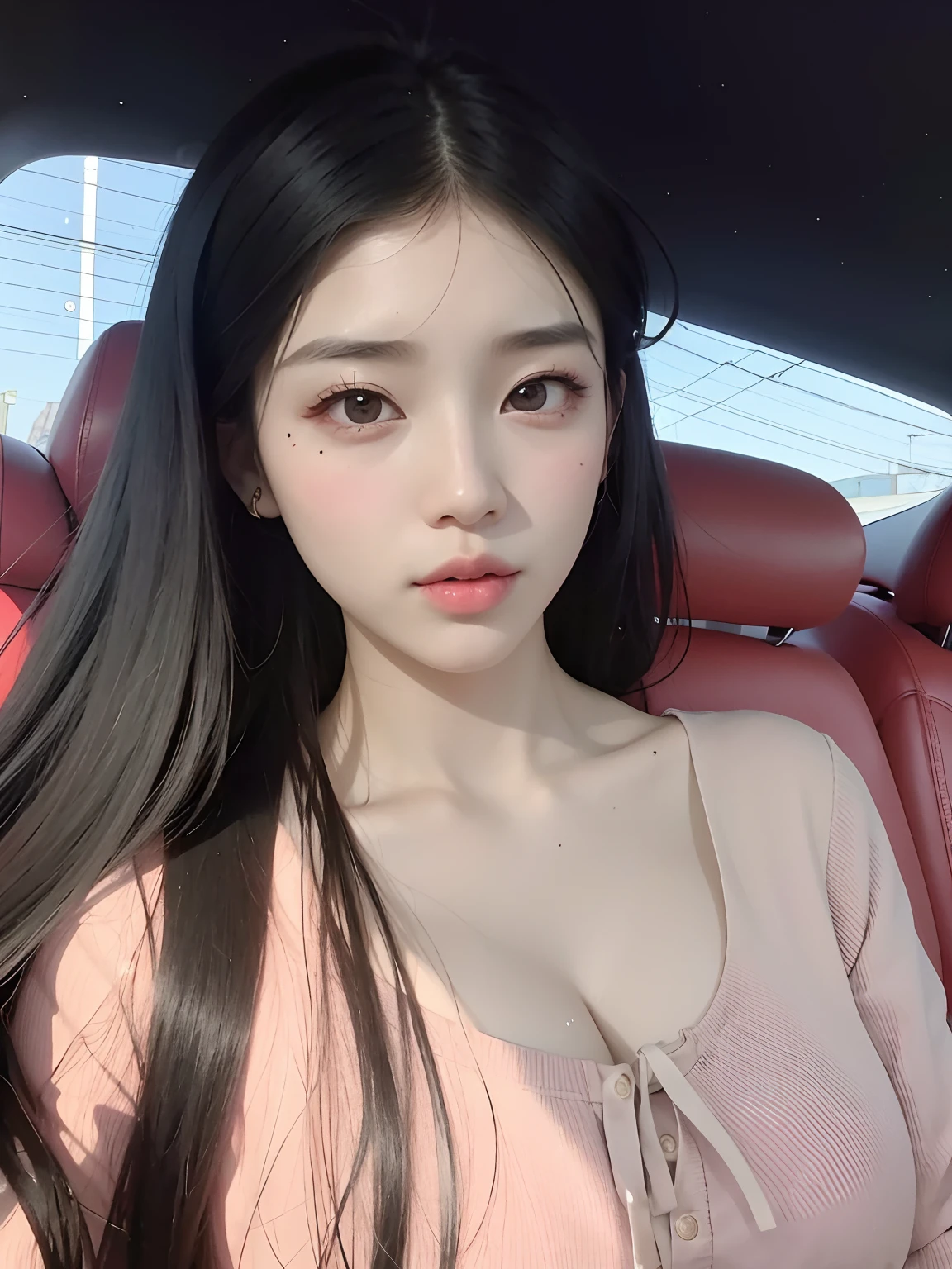 Araffe asian woman with long black hair sitting in a car, Ulzzang, linda mulher coreana jovem, Mulher sul-coreana bonita, Fotografia selfie 8k, coreana, young adorable korean face, mulher coreana jovem bonita, wan adorable korean face, korean face features, maquiagem sul-coreana popular, Beautiful Asian girl, maquiagem coreana popular, young cute wan asian face