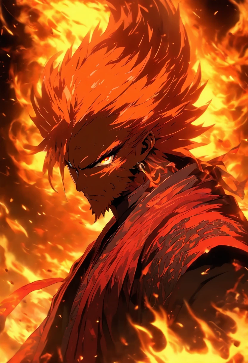 (Masterpiece), (best qualtiy), Cinematic quality,rendering by octane,Ultra-detailed details,1 man,Face of a young man,Detailed portrayal of the face,Perfect facial features, (shinigami),(breathingfire:1.5), gazing, watch audience, A cloak that covers the whole body, (Robe), (Armed with a death scythe:1.2), In hell, nipple tassels, Fire,(Behind him was a giant flaming dragon:1.5)
