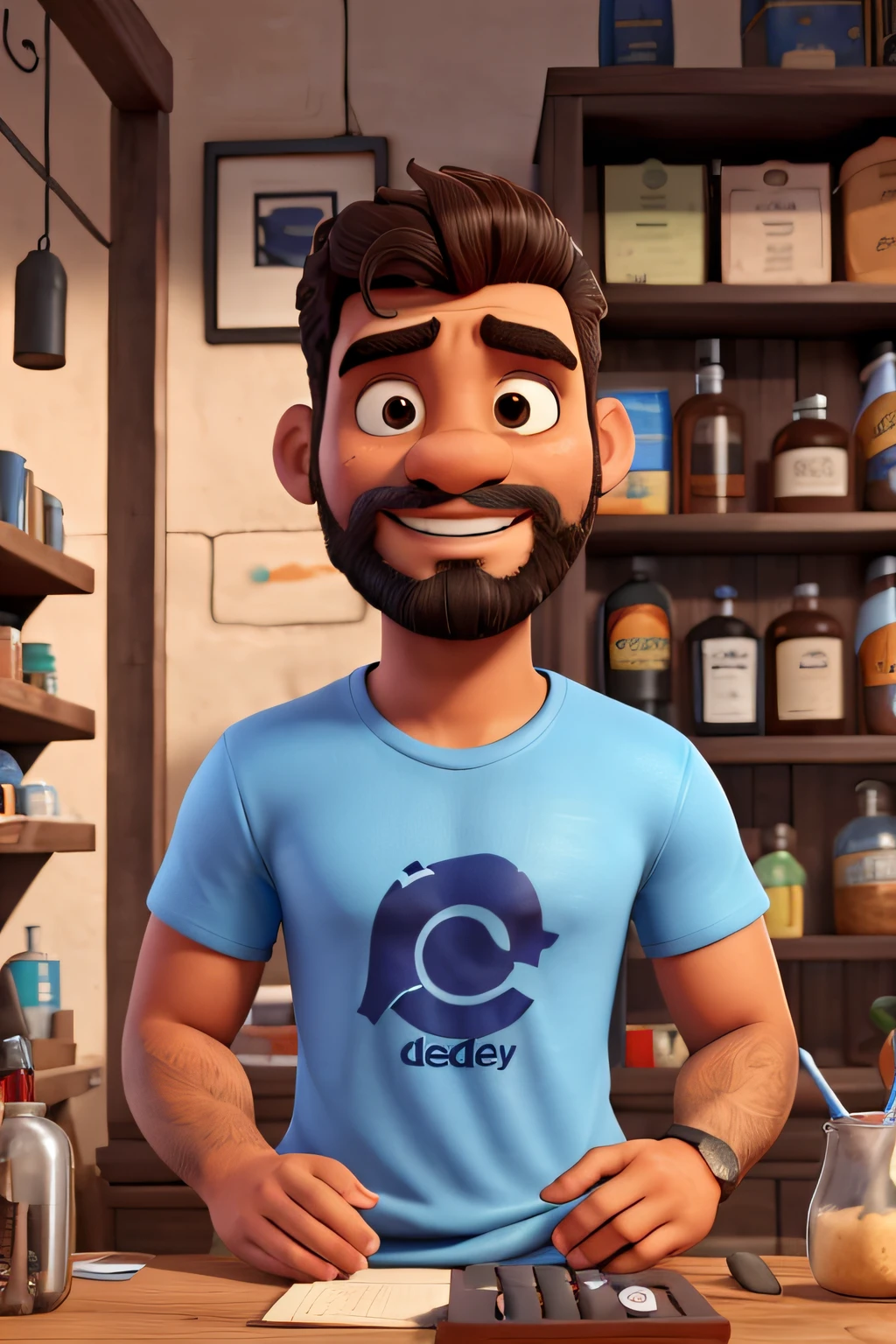ele deve estar com uma camiseta preta
