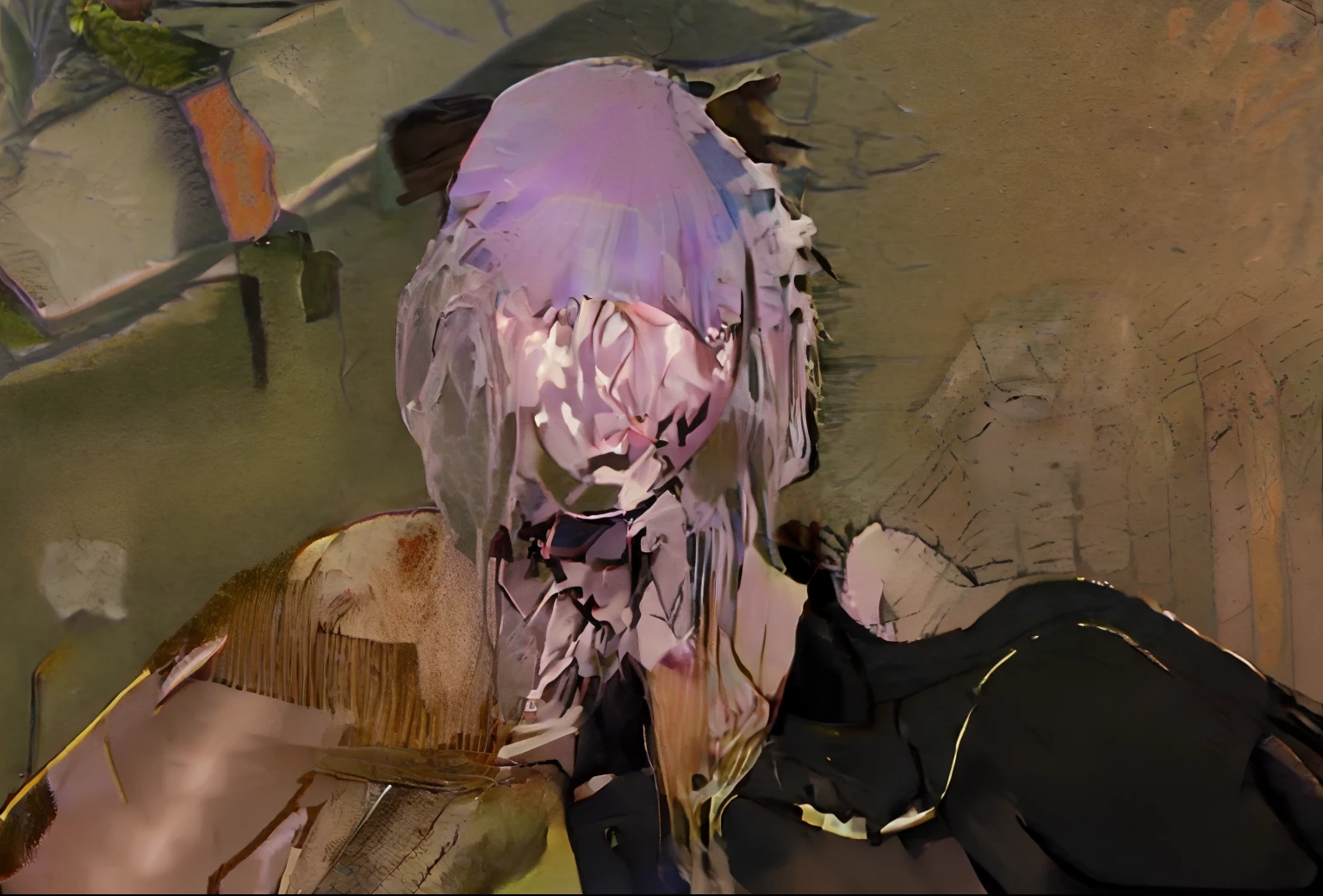 there is a man with purple hair and sunglasses on a street, 2 b, 2b, detailed punk hair, halfbody headshot, with very highly detailed face, highley detailled face, he has dark grey hairs, eyepatch, ultra detailed content : face, wearing an eyepatch, close up head shot, detailed unblurred face, character close up