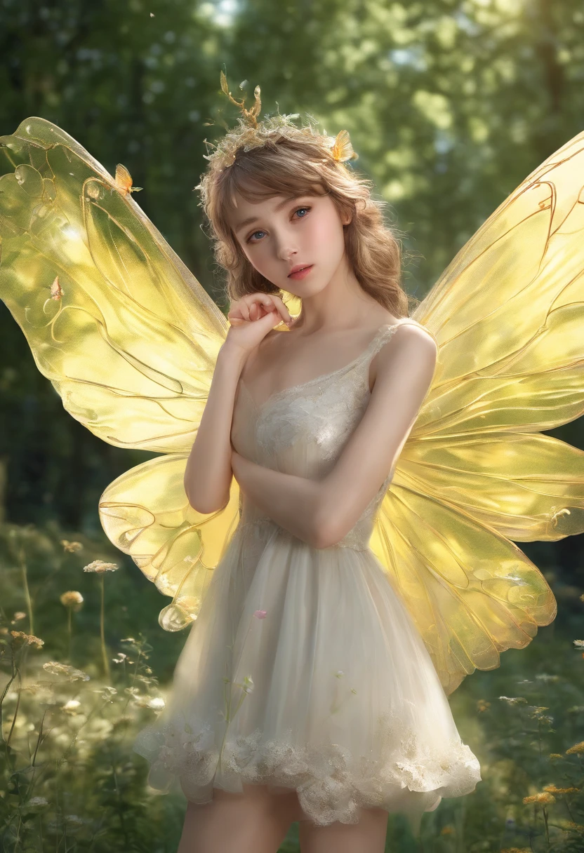 1girls, solo, a little fairy in sun flower, fantasy, fantasy fairy, 8k, photography