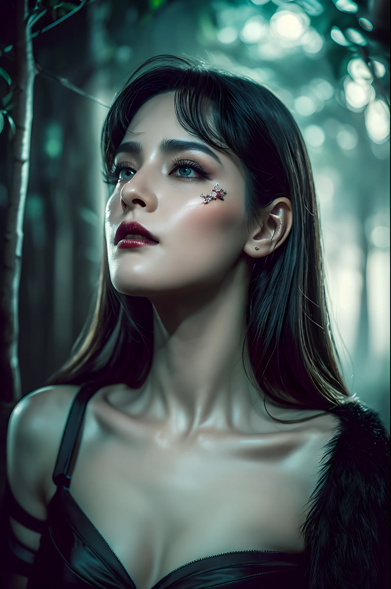 8K,(((Goddess of Death in the Underworld)))、Trees and leaves on the body、Gray cracked skin、banya、Devil's Eye、natural skin textures、Natural fur texture、24mm、4k texture、Soft Cinematigraphs、Adobe Lightroom、PhotoLab、HDR、Convoluted、elegent、ighly detailed、foco nítido、((((Cinematic Look))))、Calm tones、Insane details、intricate detailes、ultra-detailliert、Low contrast、Soft Cinematic Lights、dim colors、exposure blend、HDR、Faded,Evil mouth,