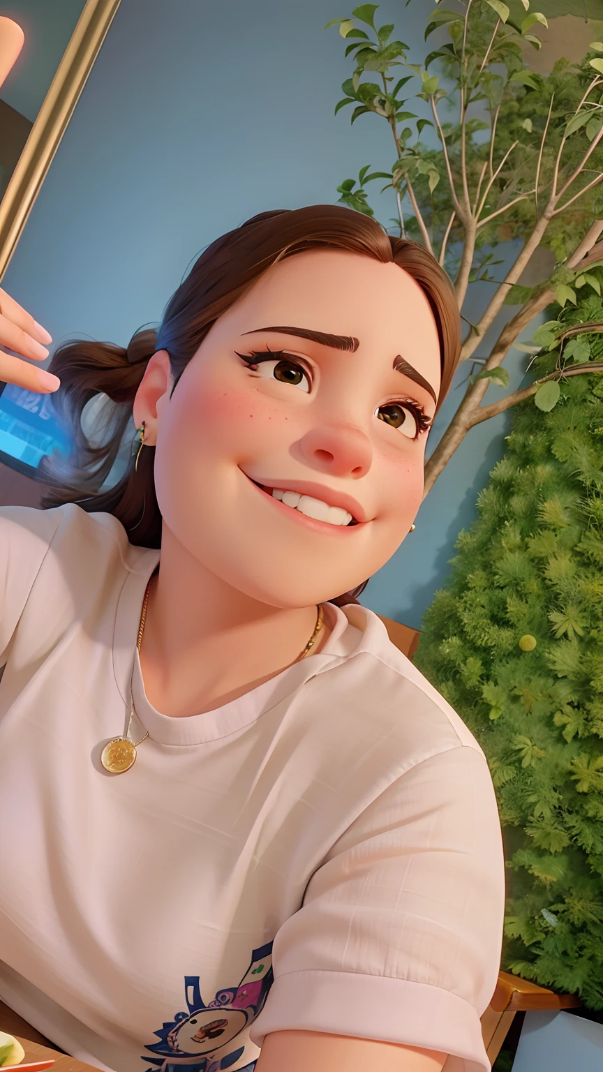 Smiling woman sitting at table with a plate of food and a photo, Lorena Avarez, Alanis Guillen, fernanda suarez, imagem de perfil, Marischa Becker, Malika Favre, Karla Ortiz, andrea rocha, selfie de uma jovem mulher, julia fuentes, Ayahausca, Magda Torres Gurza, Violeta Myers